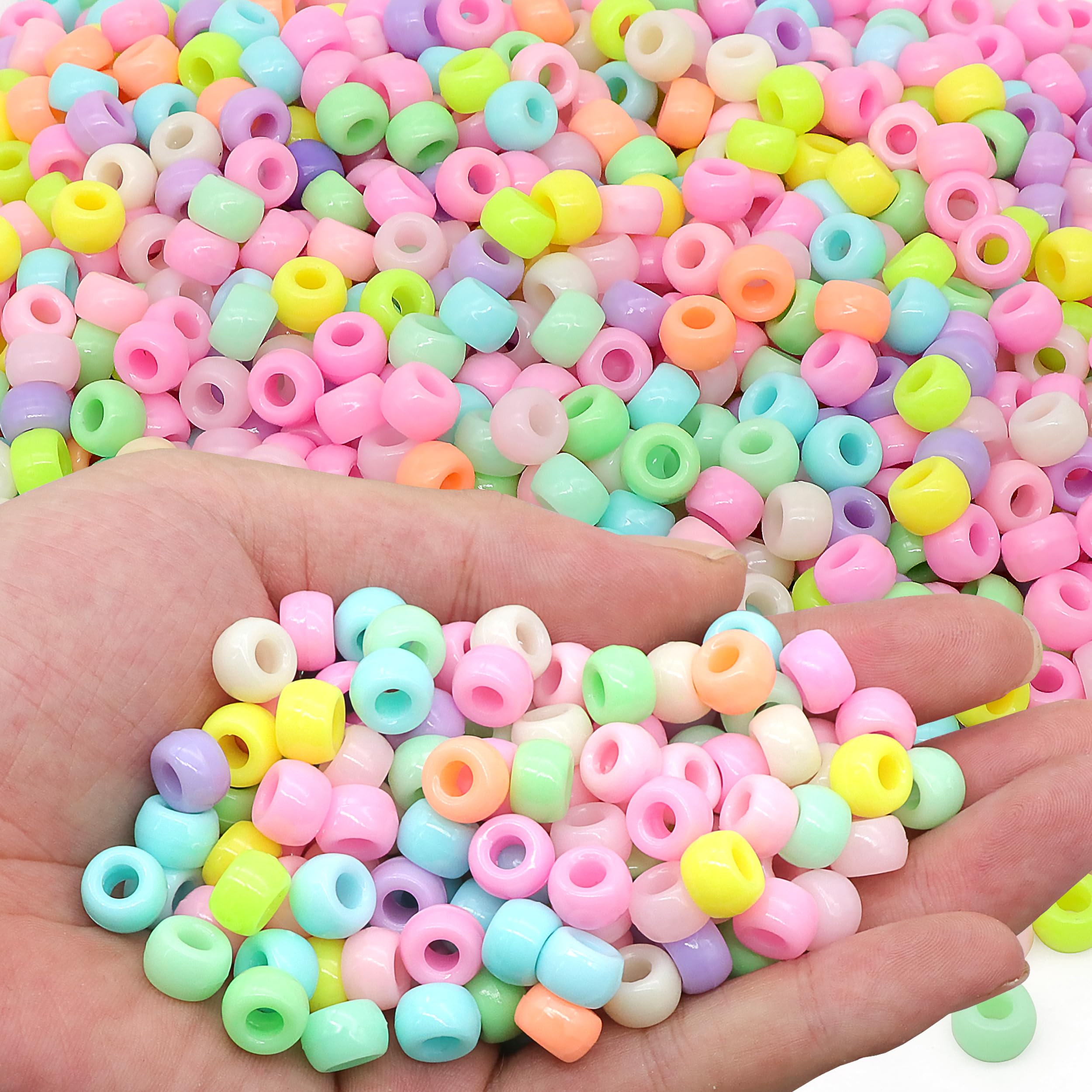 1000 Pcs 6x9mm Macaron Pony Beads for Jewelry Making - Colorful Plastic Beads for DIY Bracelets, Necklaces & Friendship Bracelets - Valentine's Day Party Decoration Supplies (Perfect for Crafting, Gifts & DIY Projects)