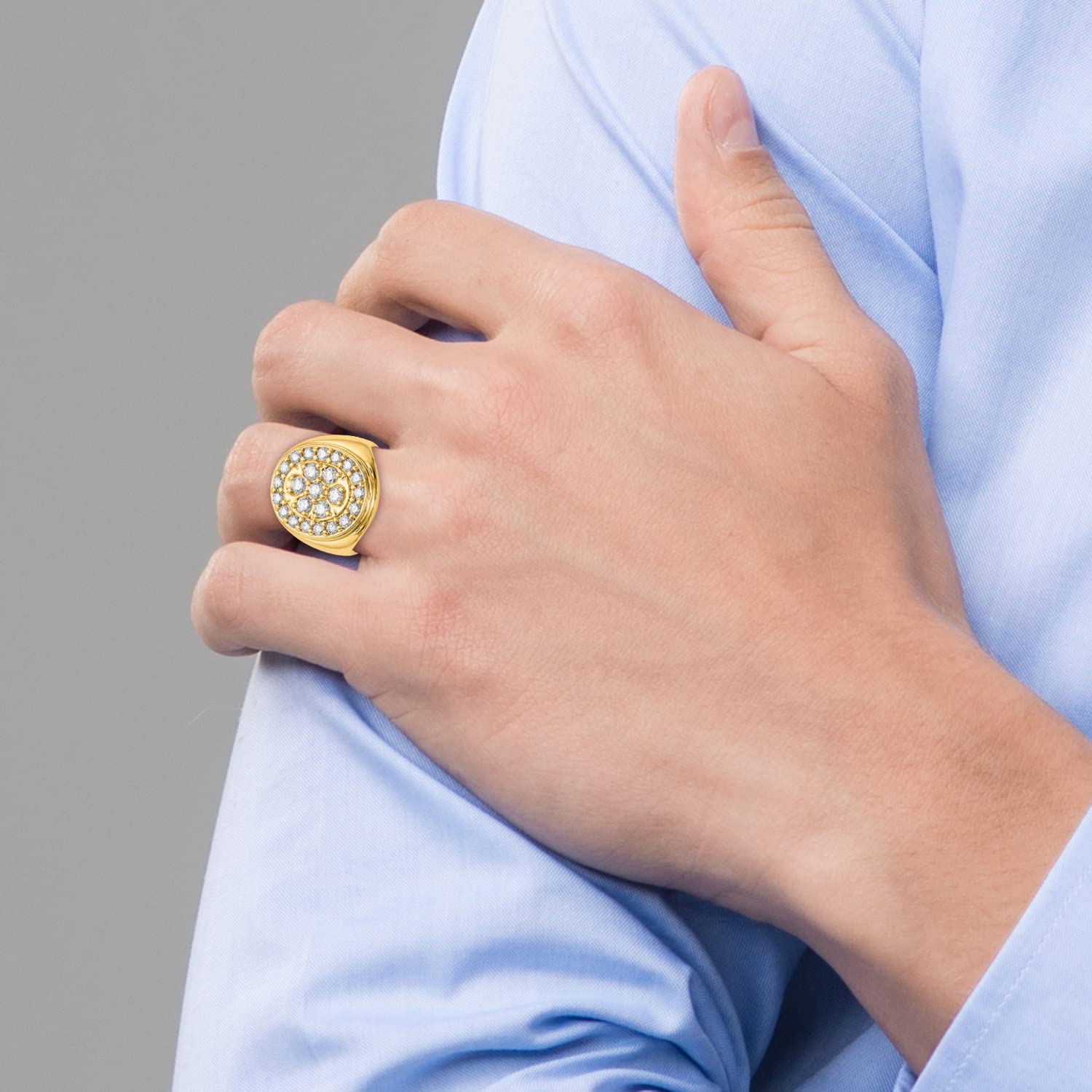 14K AA Diamond Men's Ring for Wedding, Engagement & Anniversary - Solid Gold Band with Genuine Diamonds for Him, Gifts for Husband, Boyfriend, Fiancé - Perfect for Special Occasions & Everyday Luxury