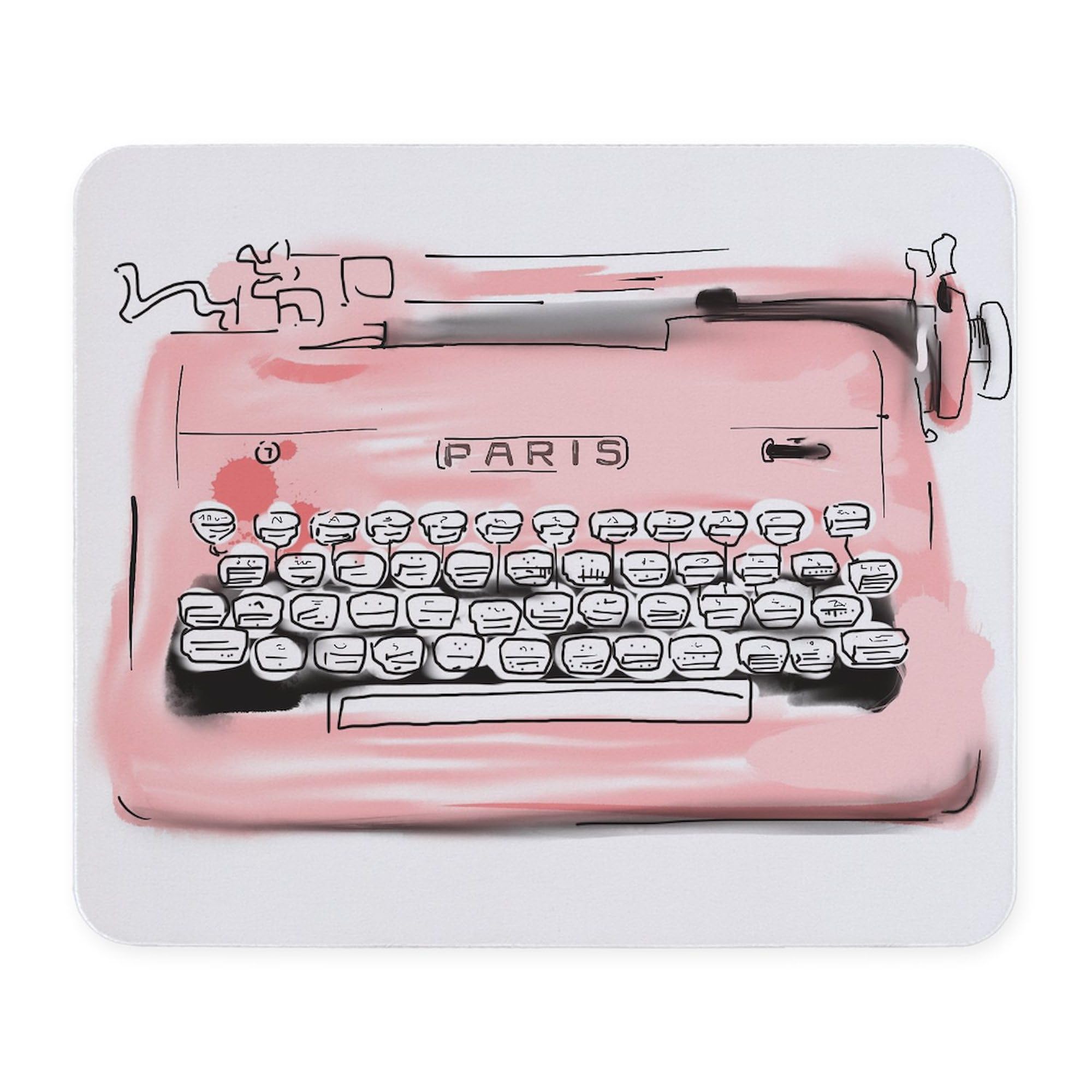Non-Slip Rubber Gaming Mousepad with Paris Typewriter Design - Perfect for Office, Home & Gaming Setup | CafePress