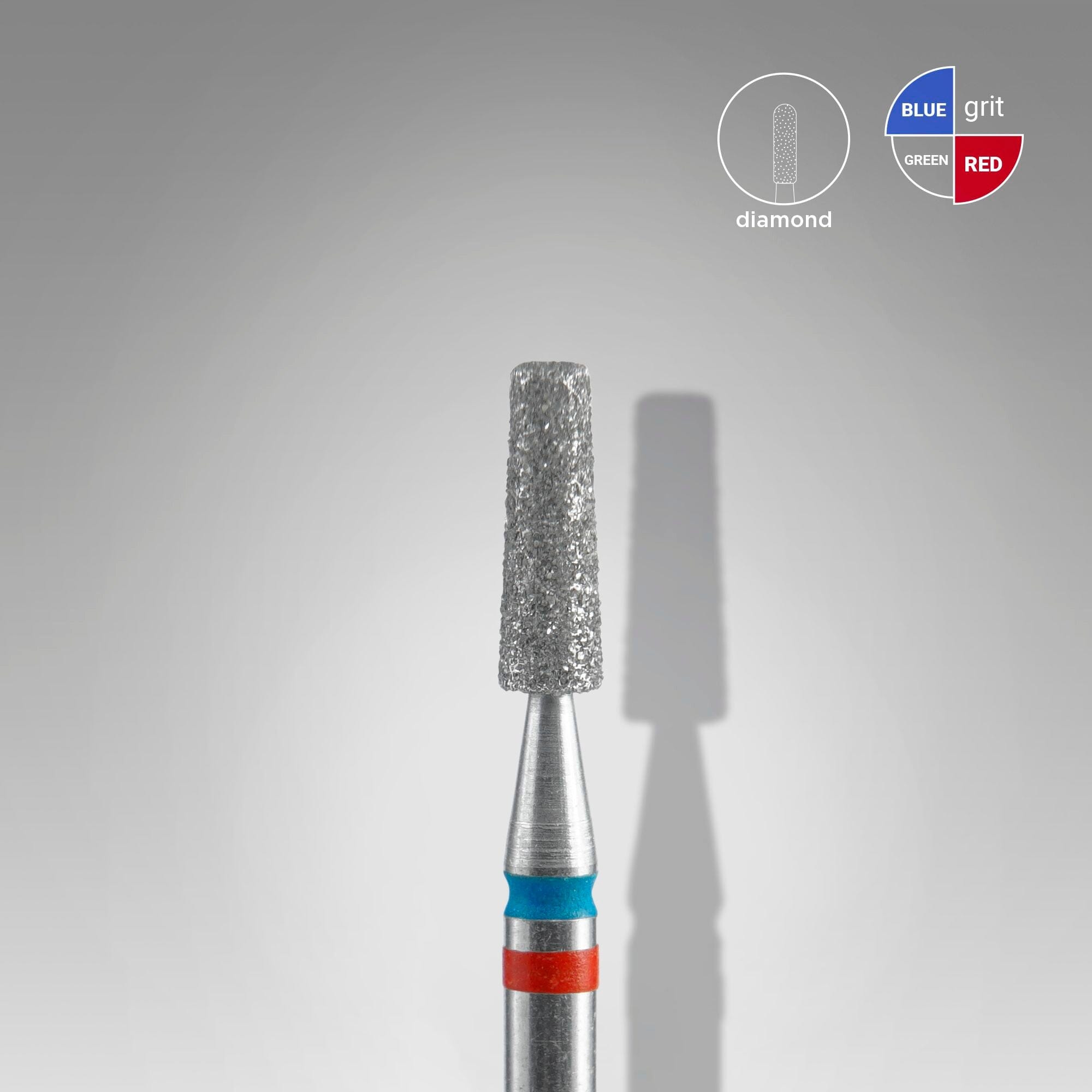 Staleks Diamond Nail Drill Bit DUO - 2.5mm Frustum Shape for Professional Manicure | Red & Blue Tips for Acrylic & Gel Nails | Salon & Home Use
