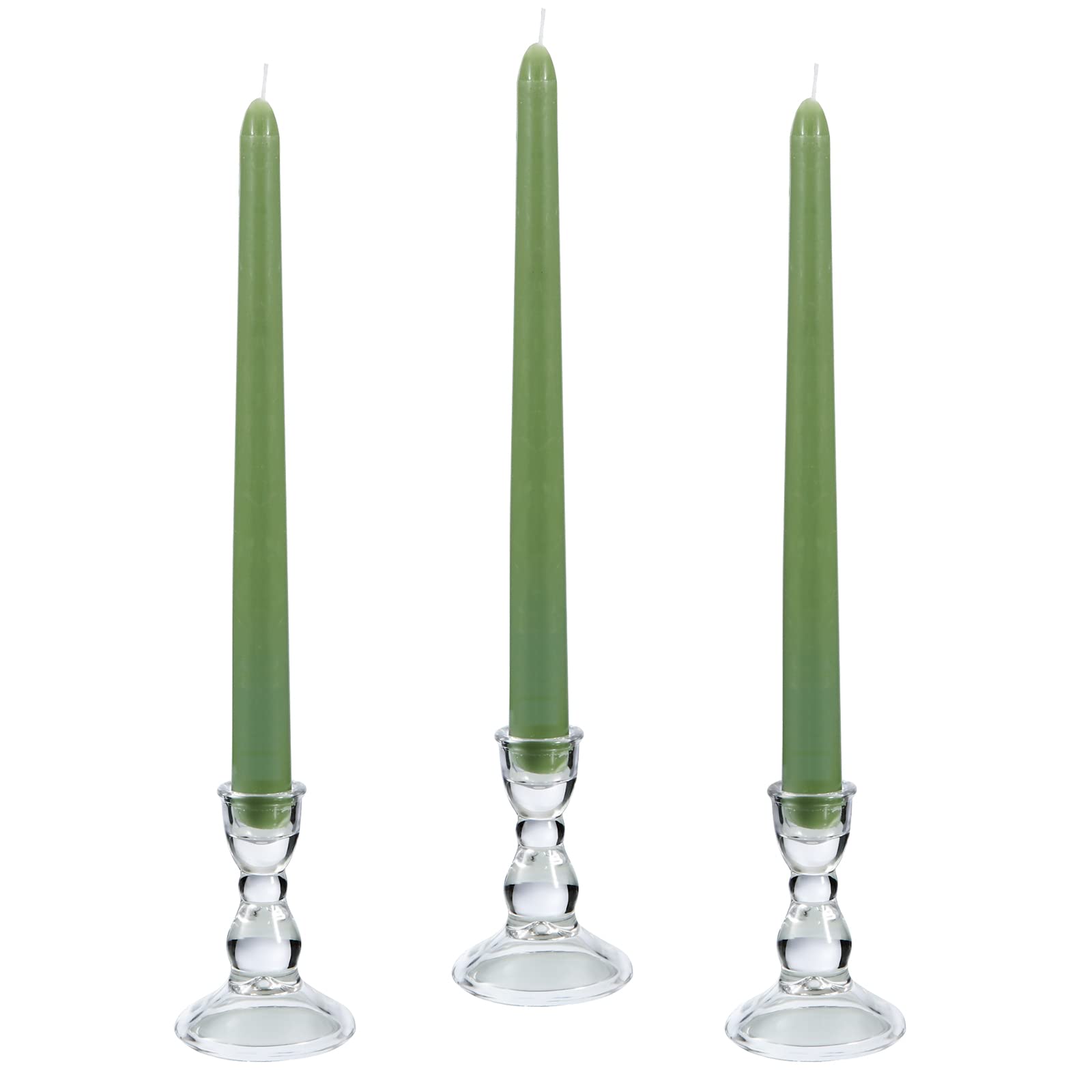 Clear Glass Taper Candle Holders Set of 3 for Christmas Wedding Decor