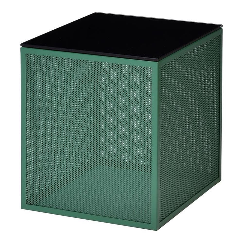 Furniture of America Kelforia Modern Glass Top Side Table - Green Accent End Table for Living Room, Bedroom & Office Decor