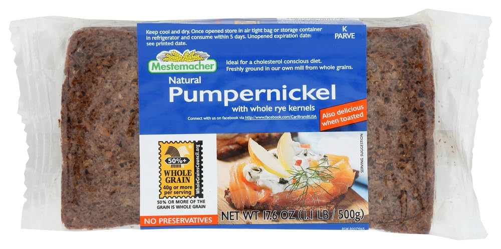 Organic Mestemacher Pumpernickel Bread - 17.6 oz (Pack of 2) | German Whole Grain Rye Bread | Healthy Breakfast, Sandwiches & Snacks
