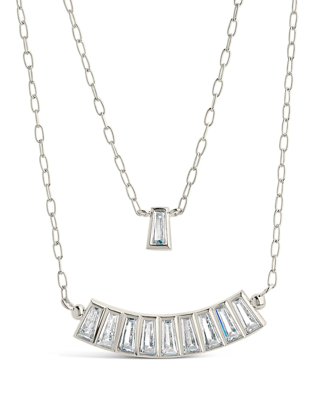 Lillian CZ Row & Charm Layered Necklace - Elegant Cubic Zirconia Layered Necklace for Women - Perfect for Date Night, Wedding & Special Occasions
