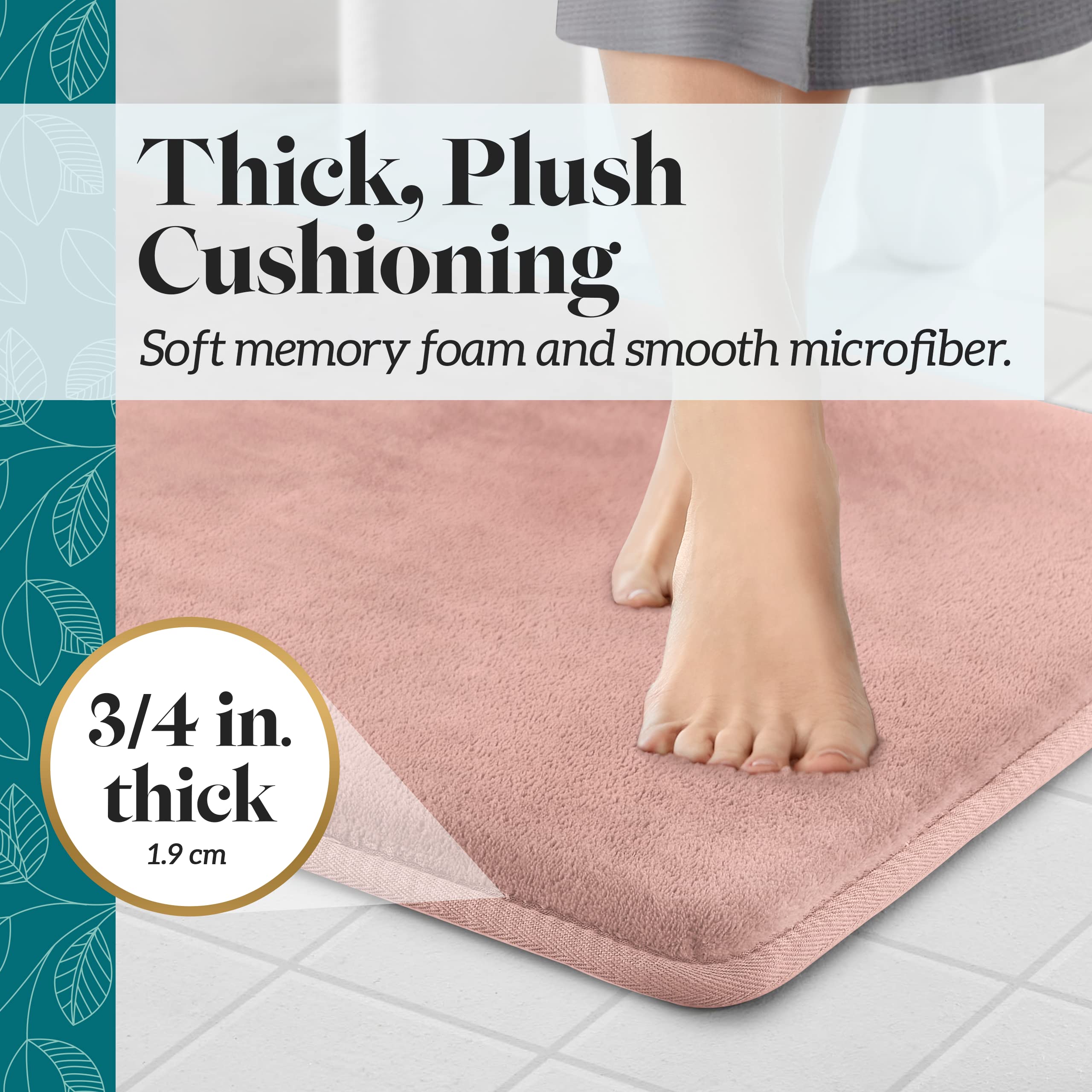Genteele Memory Foam Bath Mat - Non Slip Absorbent Super Soft Velvet Bathroom Rug (60
