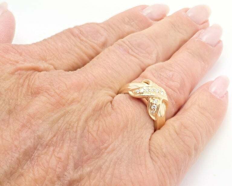 Authentic Tiffany & Co 18K Yellow Gold Diamond Signature X Band Ring for Women - Luxury Wedding, Anniversary & Engagement Jewelry Gift