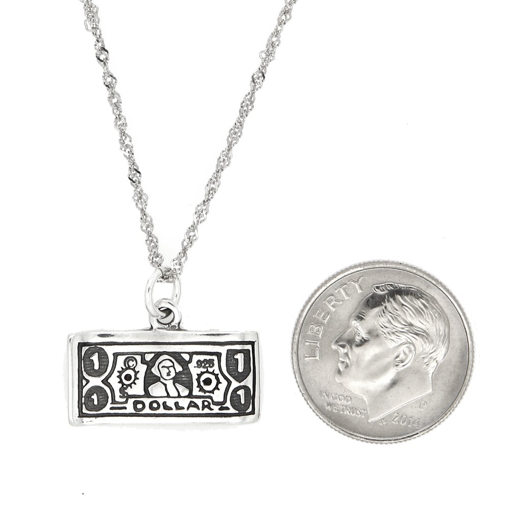 Sterling Silver Dollar Charm Necklace for Women | Fashion Jewelry Gift