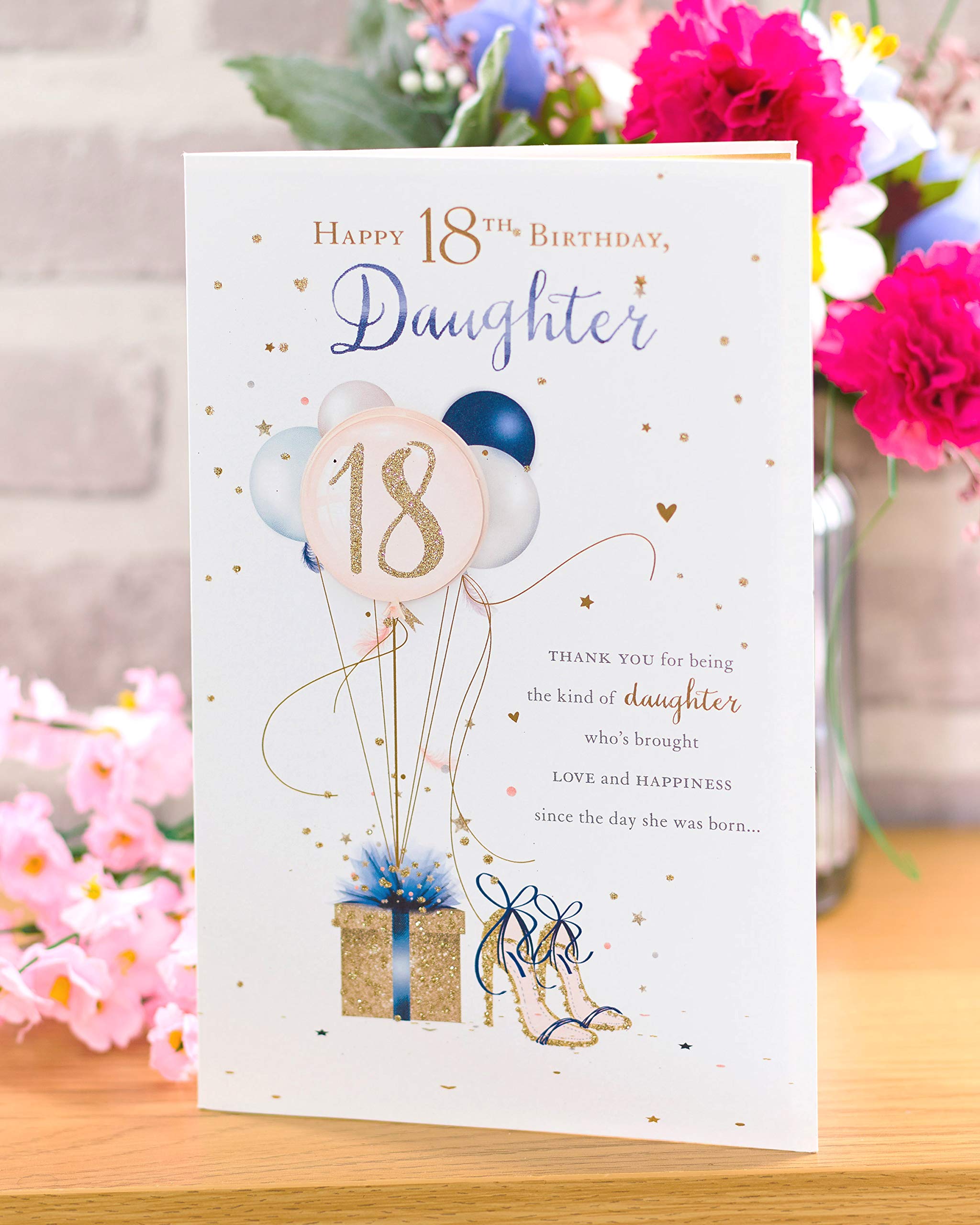UK Greetings 18th Birthday Card for Daughter - Beautiful Birthday Greeting Card for Her - Perfect for Milestone Celebrations & Special Moments