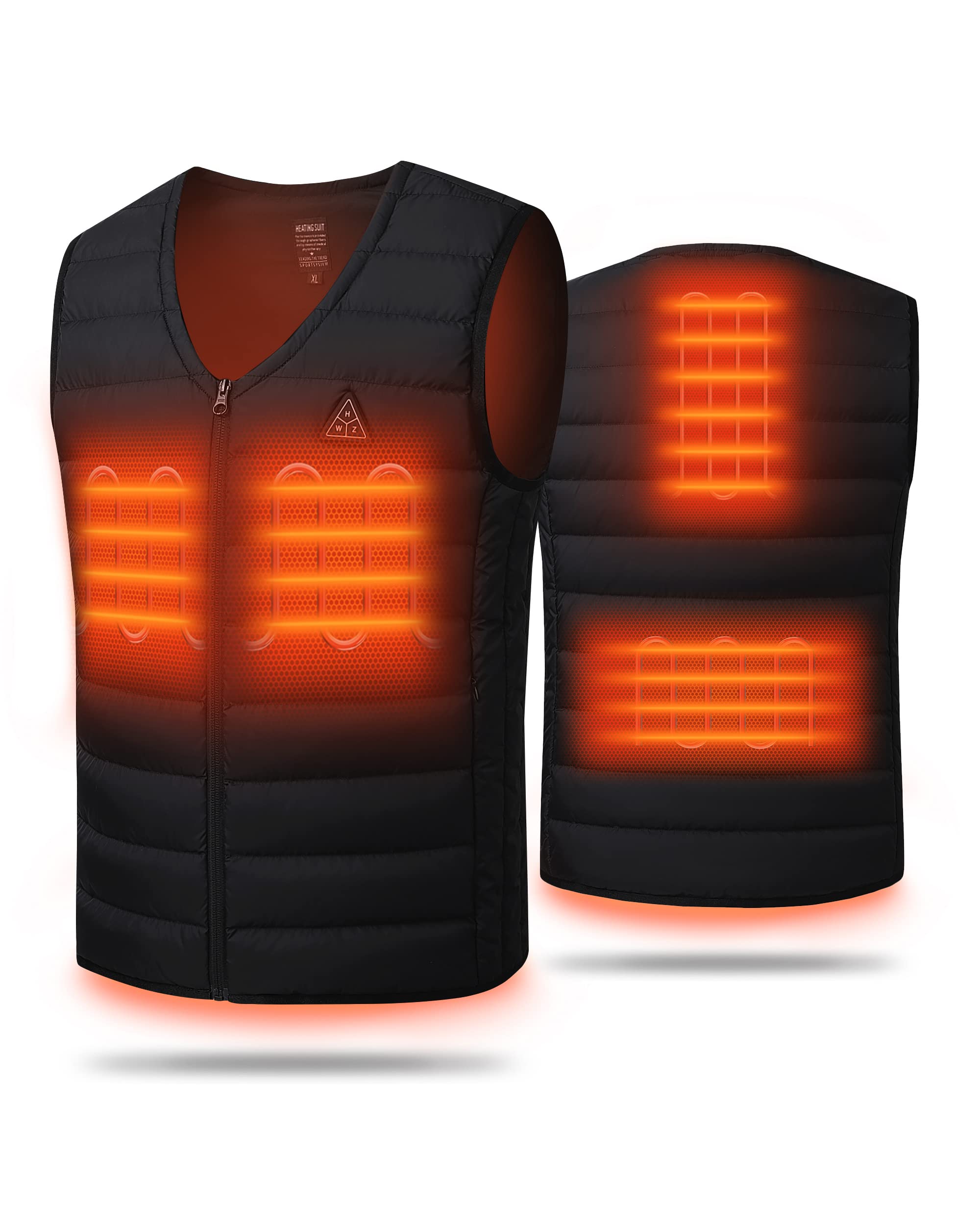 HEWINZE Men's & Women's Lightweight Heated Vest with Rechargeable Battery Pack - Winter Warm Electric Jacket for Outdoor Activities (Black, US) - Perfect for Hiking, Camping & Cold Weather Commutes