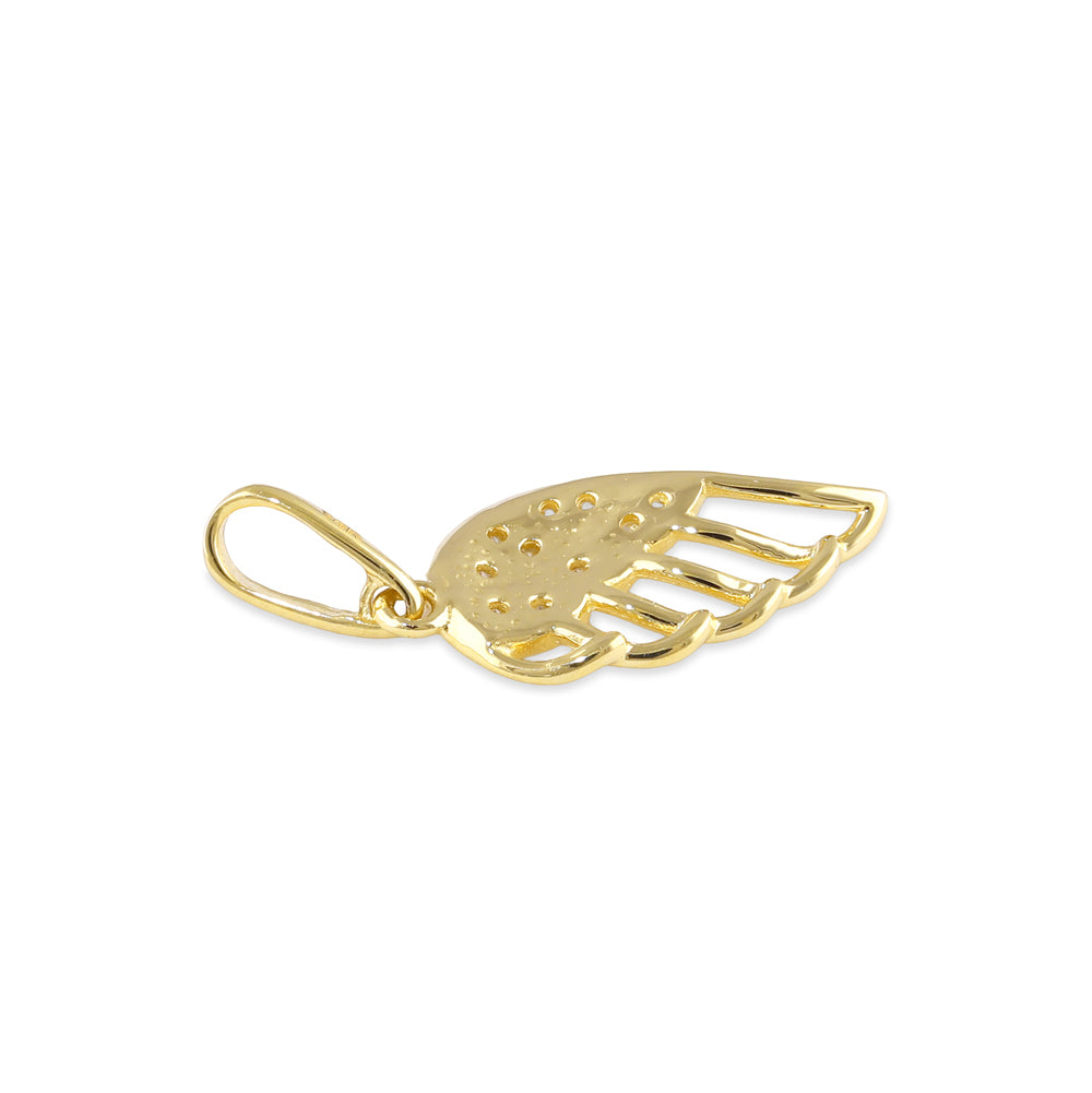 14K Solid Gold Angel Wing Pendant with CZ Stones - Elegant Necklace for Women, Perfect Gift for Birthday, Anniversary & Valentine's Day