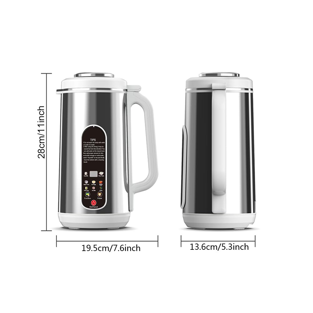 Premium Stainless Steel Nut Milk Maker - 40oz Plant-Based Milk Machine for Almond, Cashew, Hazelnut, Pecan, Oat, Coconut, Soy, Quinoa & Pistachio - 12H Timer, Self-Cleaning, LED Display - Perfect for Vegan, Keto & Healthy Homemade Milk