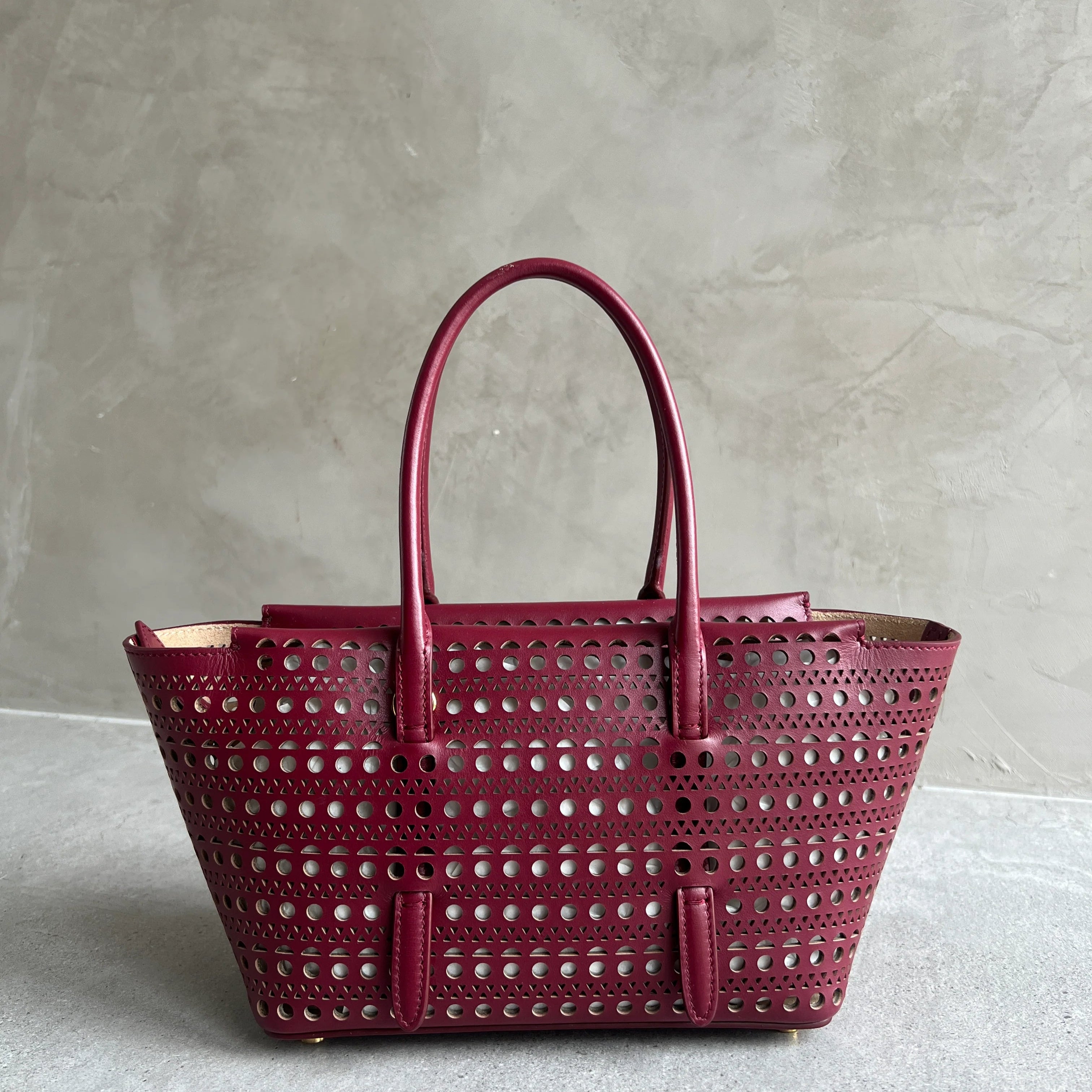 New Mina 20-inch Vienne Calfskin Handbag in Grenat Red - Perfect for Work, Travel & Evening Events