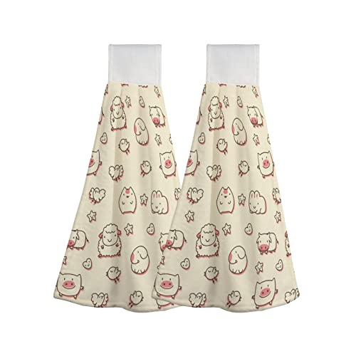 Cute Children Cartoon Animals Beige Pink