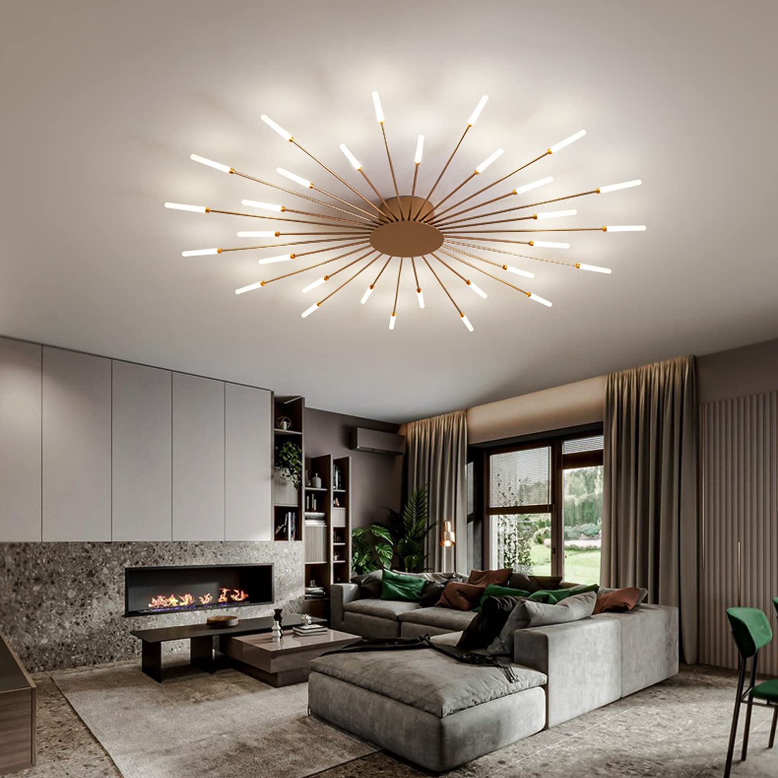 Modern LED Flush Mount Ceiling Light Fixture - Slim Gold 30 Inch Close-to-Ceiling Lamp for Bedroom, Dining Room & Living Room Lighting | Energy Efficient & Space-Saving Design for Home Decor