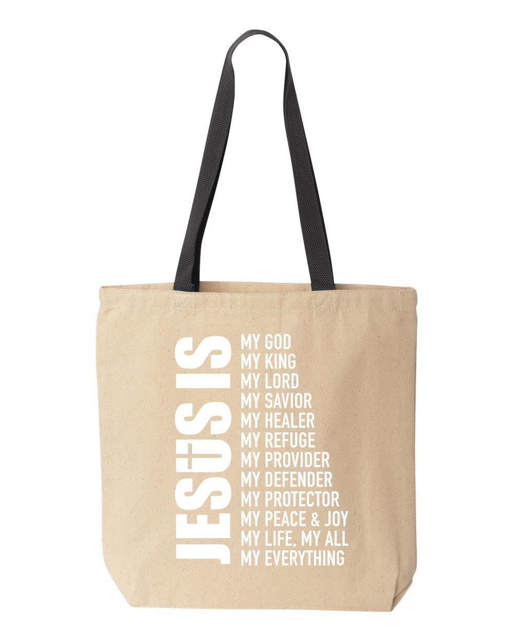 Jesus is My Everything Tote Bag - 10 oz Cotton Canvas Reusable Shopping Bag for Church, Bible Study & Daily Use
