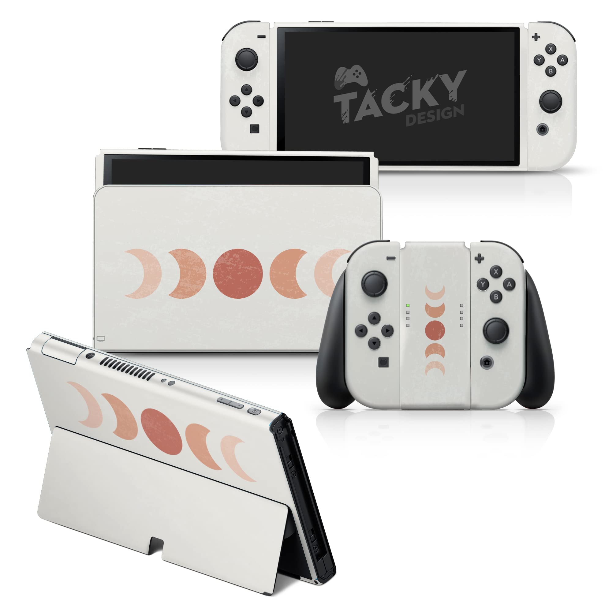 Premium 3M Vinyl Full Wrap Decal for Nintendo Switch OLED - Cute Moon Skin Design with Joy-Con & Dock Compatibility - Durable Protective Cover for Gaming, Travel & Home Decor