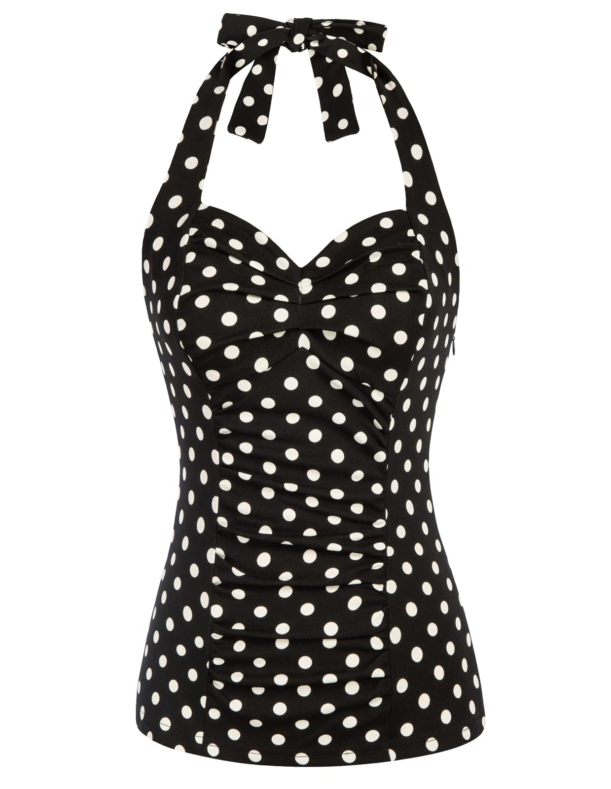 Belle Poque Ruched Halter Tank Top - Vintage 1950s Pinup Style Sweetheart Neck Blouse for Women | Perfect for Retro Parties, Beach Outfits & Summer Fashion