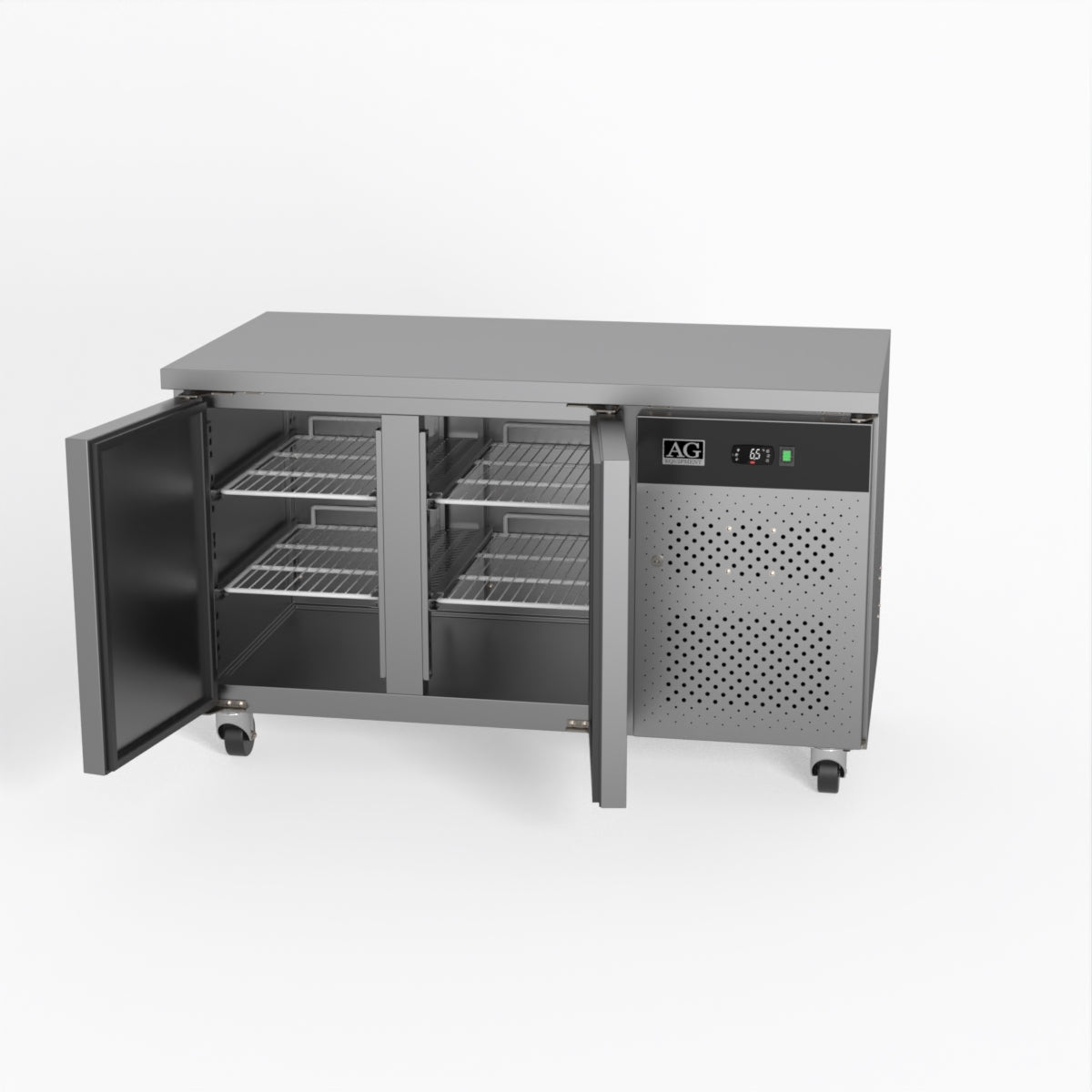 AG 2-Door Commercial Worktop Refrigerator - 700mm Depth Under Counter Fridge for Restaurants, Bars & Kitchens | Energy Efficient Stainless Steel Freezer