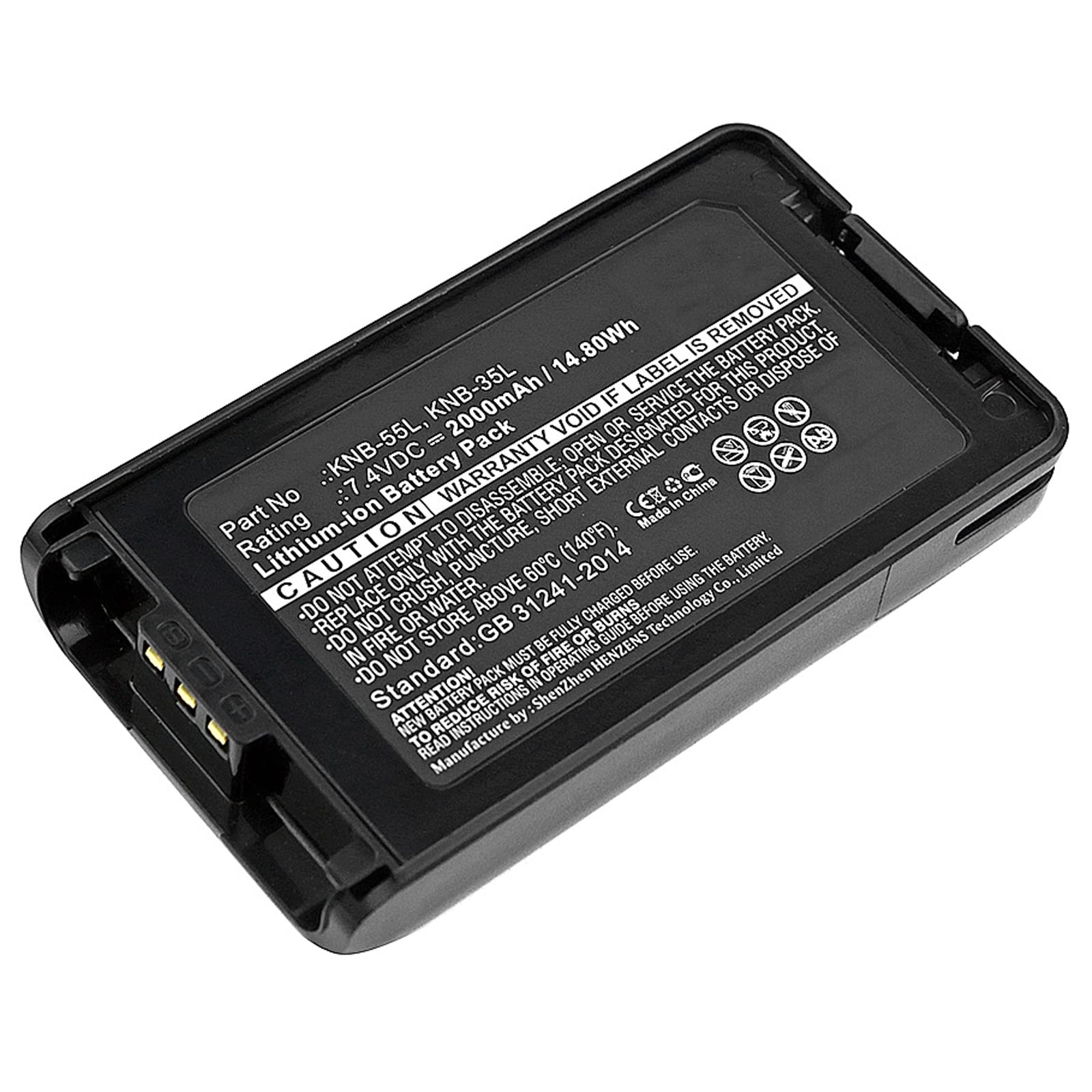 Synergy Digital 2-Way Radio Battery - 2000mAh Li-ion 7.4V Replacement for Kenwood KNB-56N & KNB-24L | High Capacity Walkie Talkie Battery for Construction, Security & Outdoor Activities