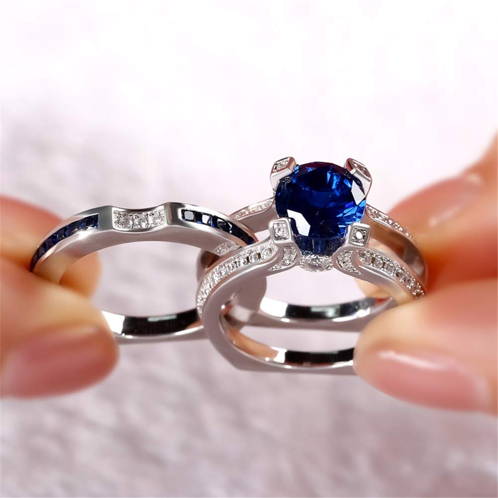 Jeulia 3.5 Carat Cubic Zirconia Wedding Ring Set for Women - Sterling Silver Simulated Diamond Engagement Ring with Round Cut Colorful Stones - Anniversary Promise Rings - Perfect for Bridal Jewelry Gifts & Special Occasions