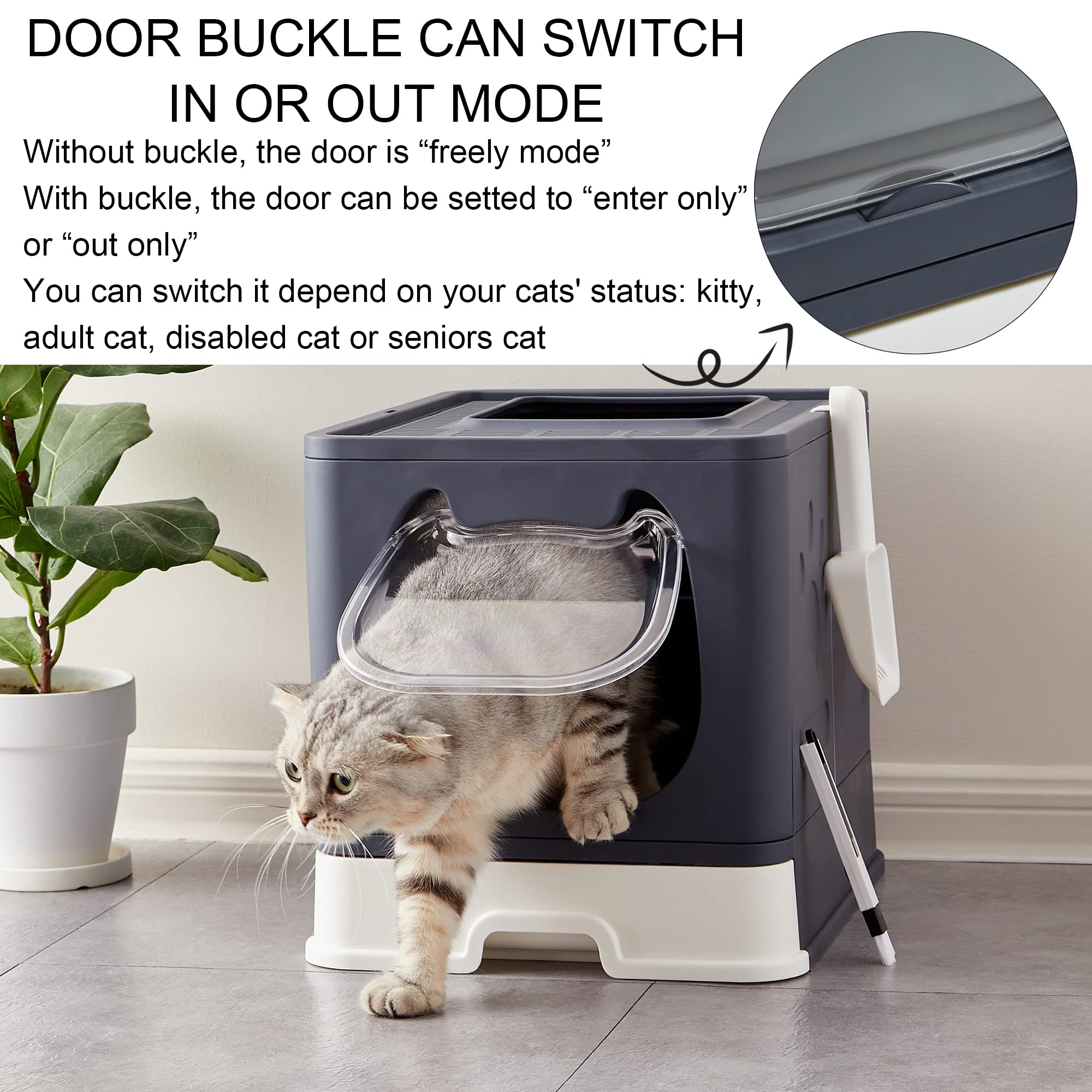 Suhaco Hidden Covered Cat Litter Box Enclosure with Lid - Top Entry Kitty Litter Box for Indoor Cats (Black) | Perfect for Small Spaces & Odor Control in Apartments