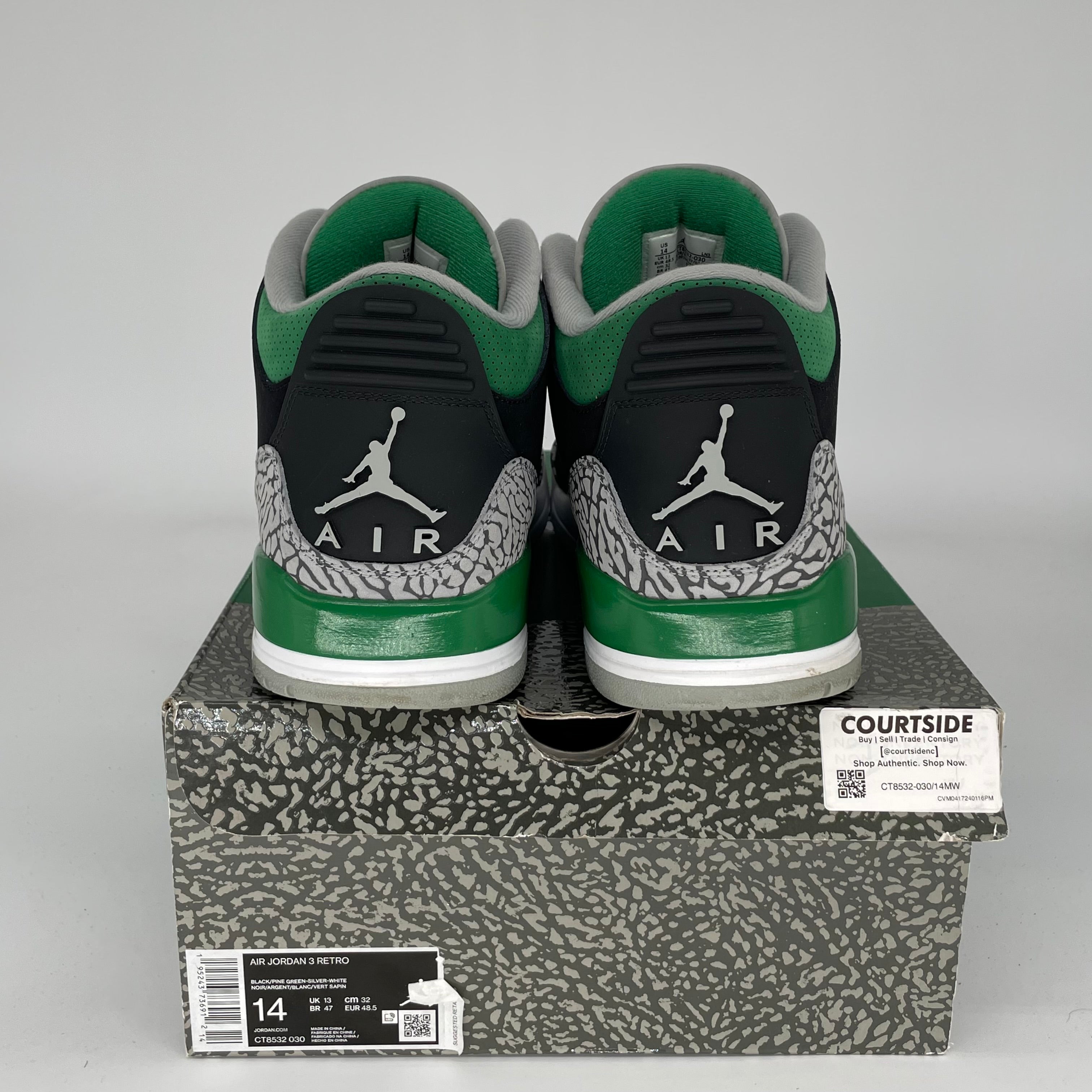 AIR JORDAN 3 Retro Pine Green Basketball Shoes Men's Size 14 (CT8532-030) - Perfect for Streetwear & Court Performance