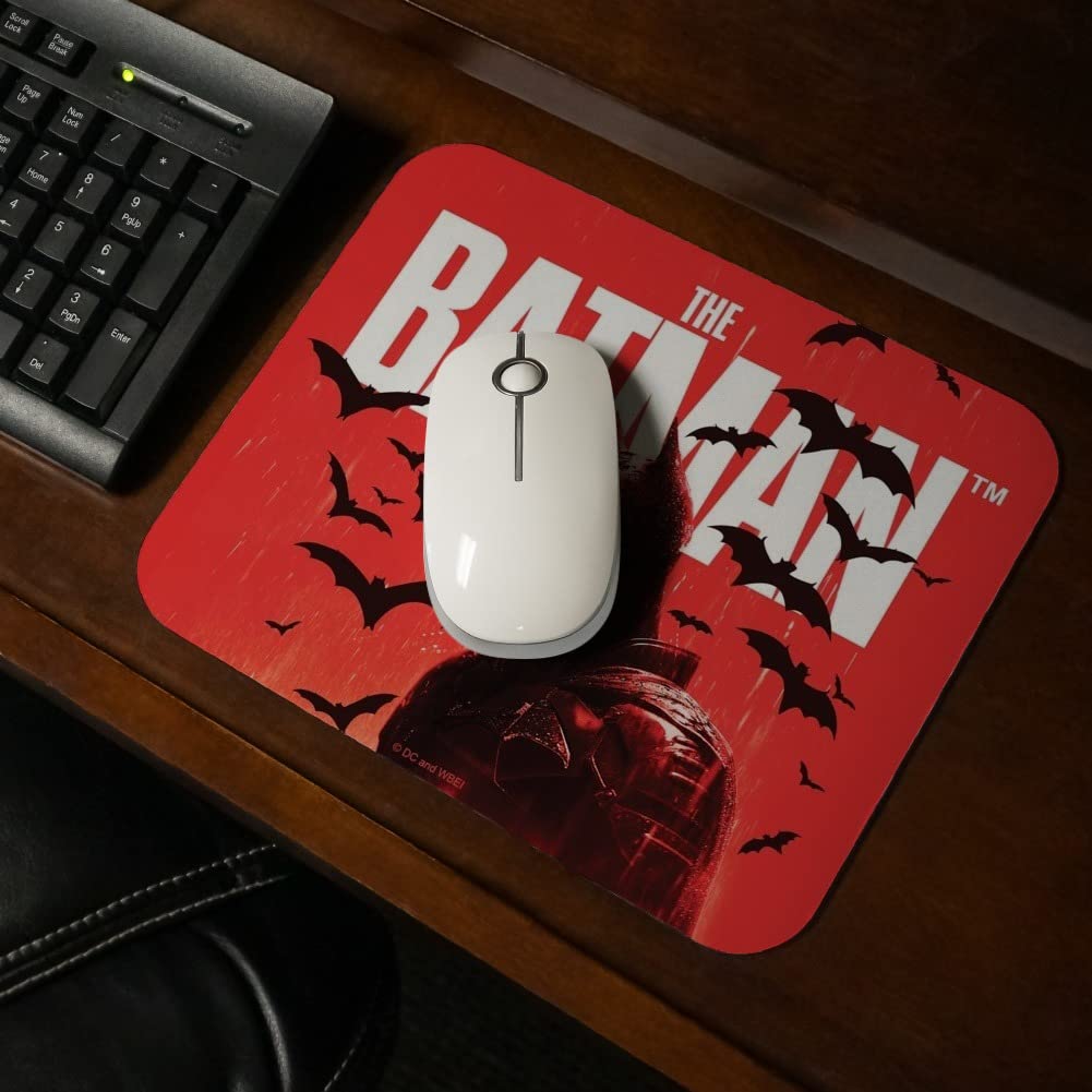 The Batman Low Profile Thin Gaming Mouse Pad - Non-Slip Rubber Base, Smooth Surface for PC & Laptop - Perfect for Office Work, Gaming & Graphic Design
