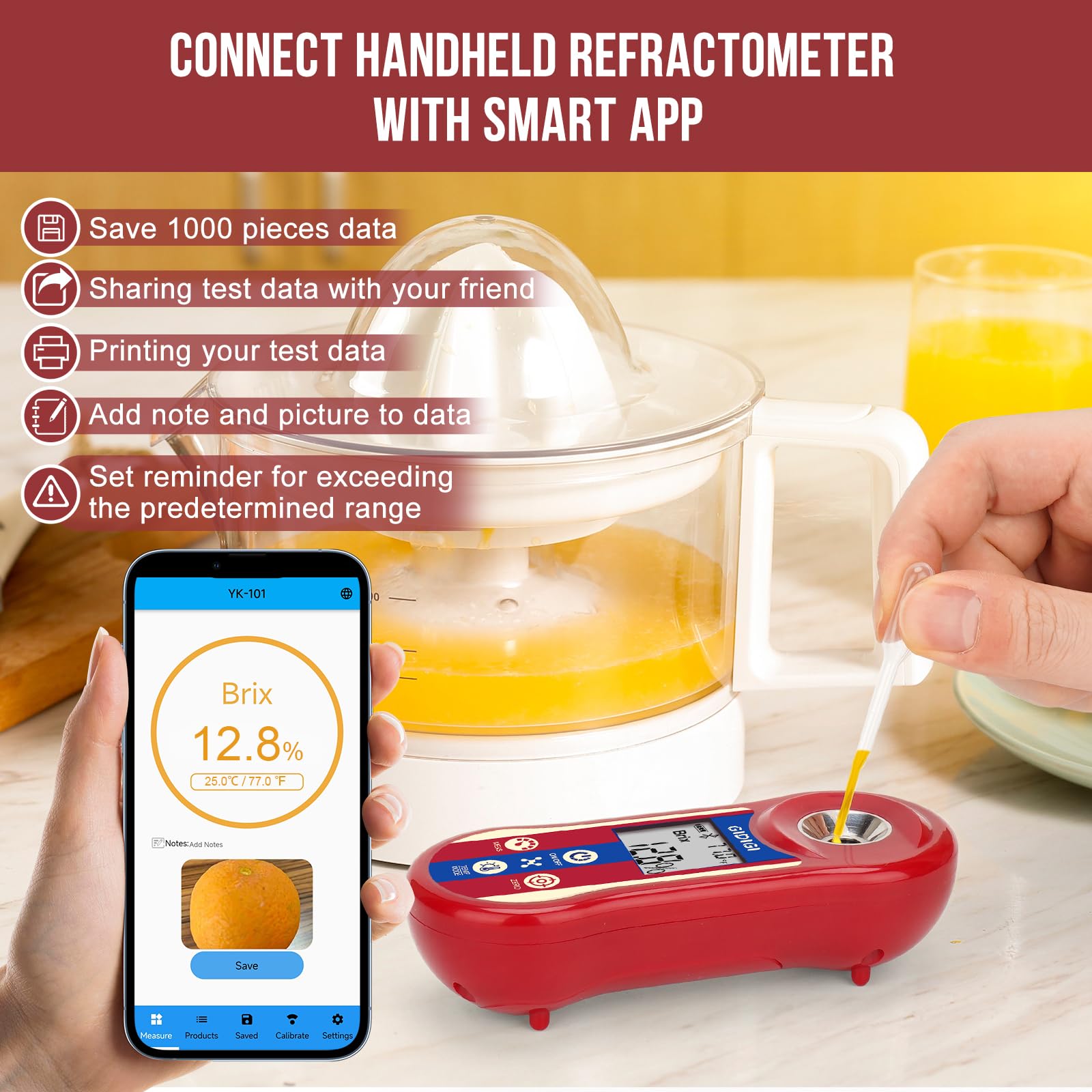 Digital Brix Refractometer & Salinity Tester - 0.0-60% Brix & 0.0-24% Saltwater ATC Meter for Wine, Beer, Juice, Coffee, Fruits - Portable Sugar Content Analyzer for Home Brewing, Aquariums, Food Processing & Agriculture