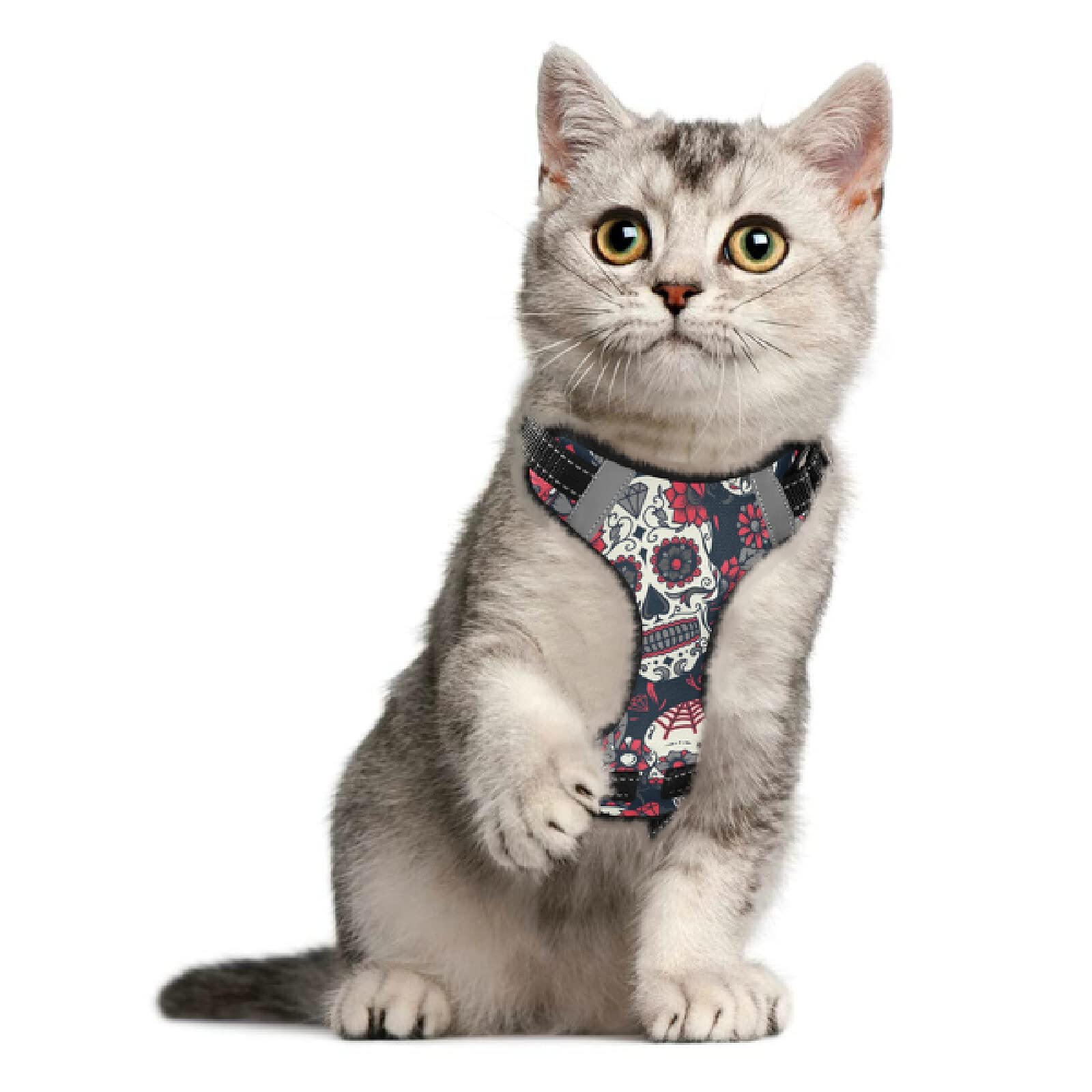 Xigua Skull Dog Harness - No Pull Reflective Pet Vest for Small & Medium Dogs with Nylon Handle | Breathable & Durable for Walking, Running & Outdoor Adventures