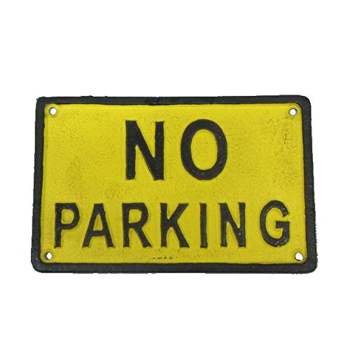 Vintage No Parking Sign - Heavy Duty Cast Iron Metal Plaque for Garage, Driveway, and Outdoor Decor