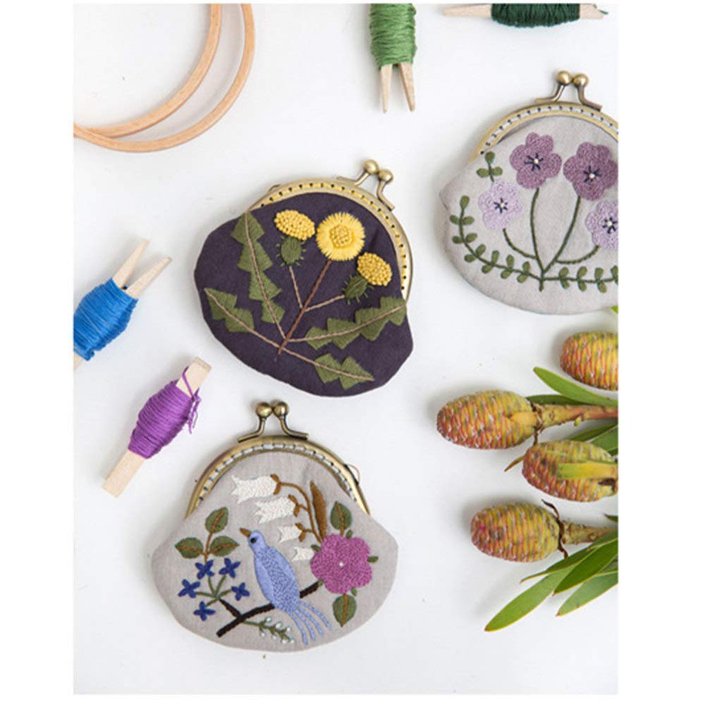 DIY Coin Purse Embroidery Kit - Purple Flower Design Pouch Making Set with Lock Stitch Tool for Handmade Wallets & Gift Bags | Perfect for Crafting, Sewing Projects & Unique Gift Ideas