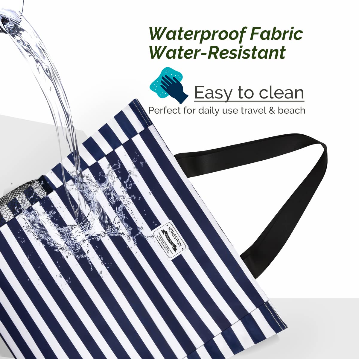 Burninger Large Waterproof Beach Bag for Women - Sandproof Tote with Zipper & Multiple Pockets - Ideal for Pool, Gym, Travel & Vacation - Durable & Spacious Carryall for Swimming, Shopping & Outdoor Activities