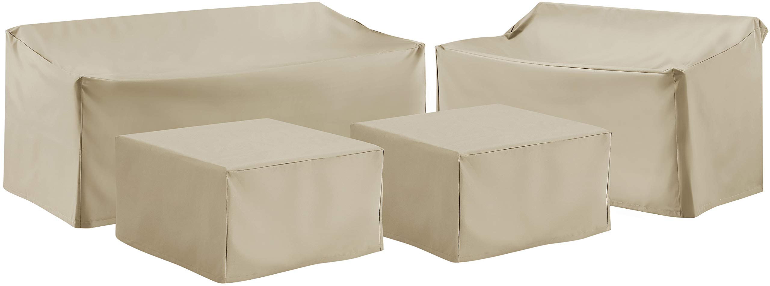 Waterproof 4-Piece Outdoor Sectional Sofa Cover Set by Crosley Furniture - Tan Patio Furniture Protector for All Weather Conditions | Perfect for Backyard, Deck, and Poolside Use