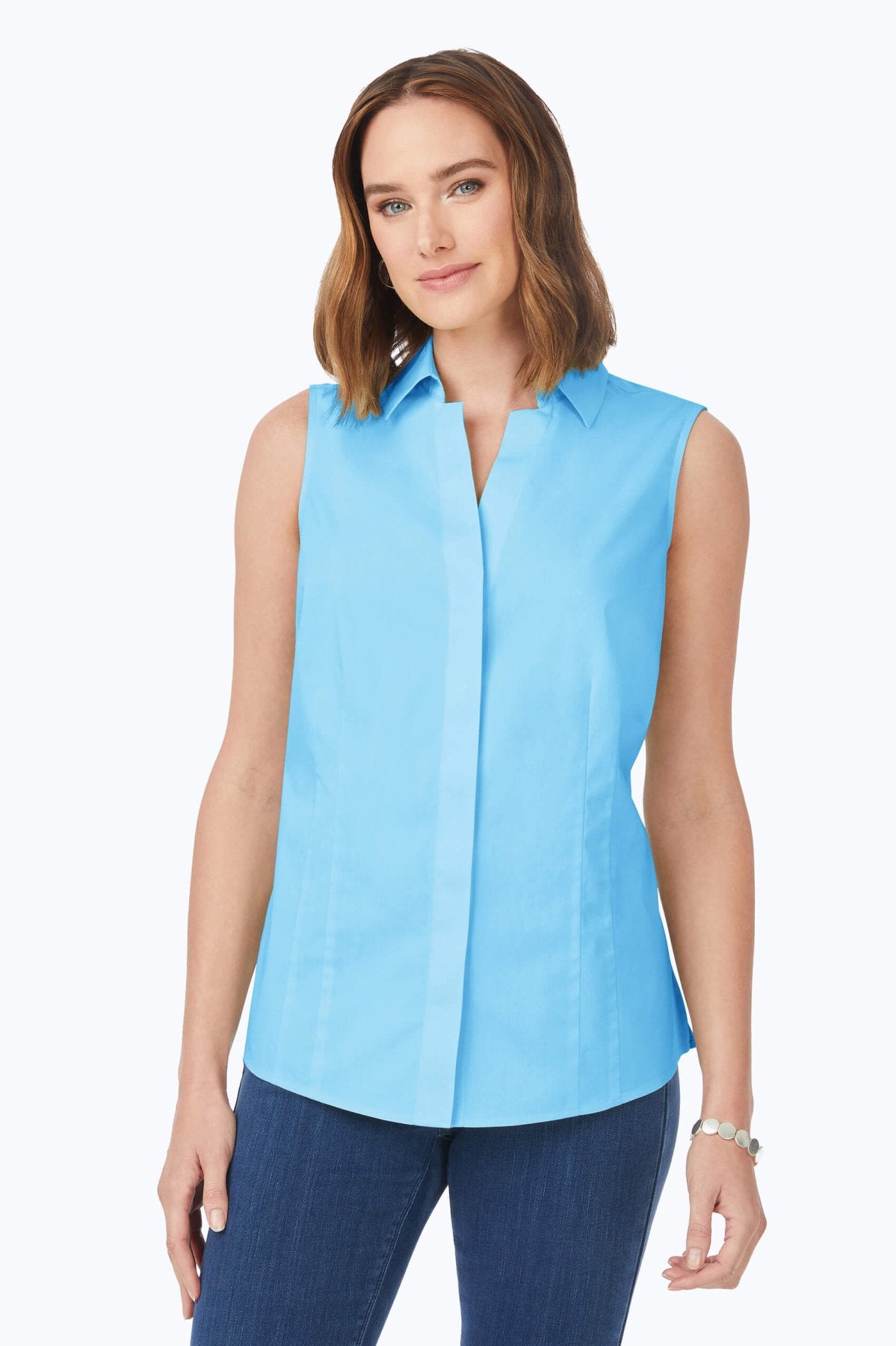 Taylor No Iron Stretch Sleeveless Shirt for Women - Comfortable Wrinkle-Free Blouse for Office, Travel & Casual Wear