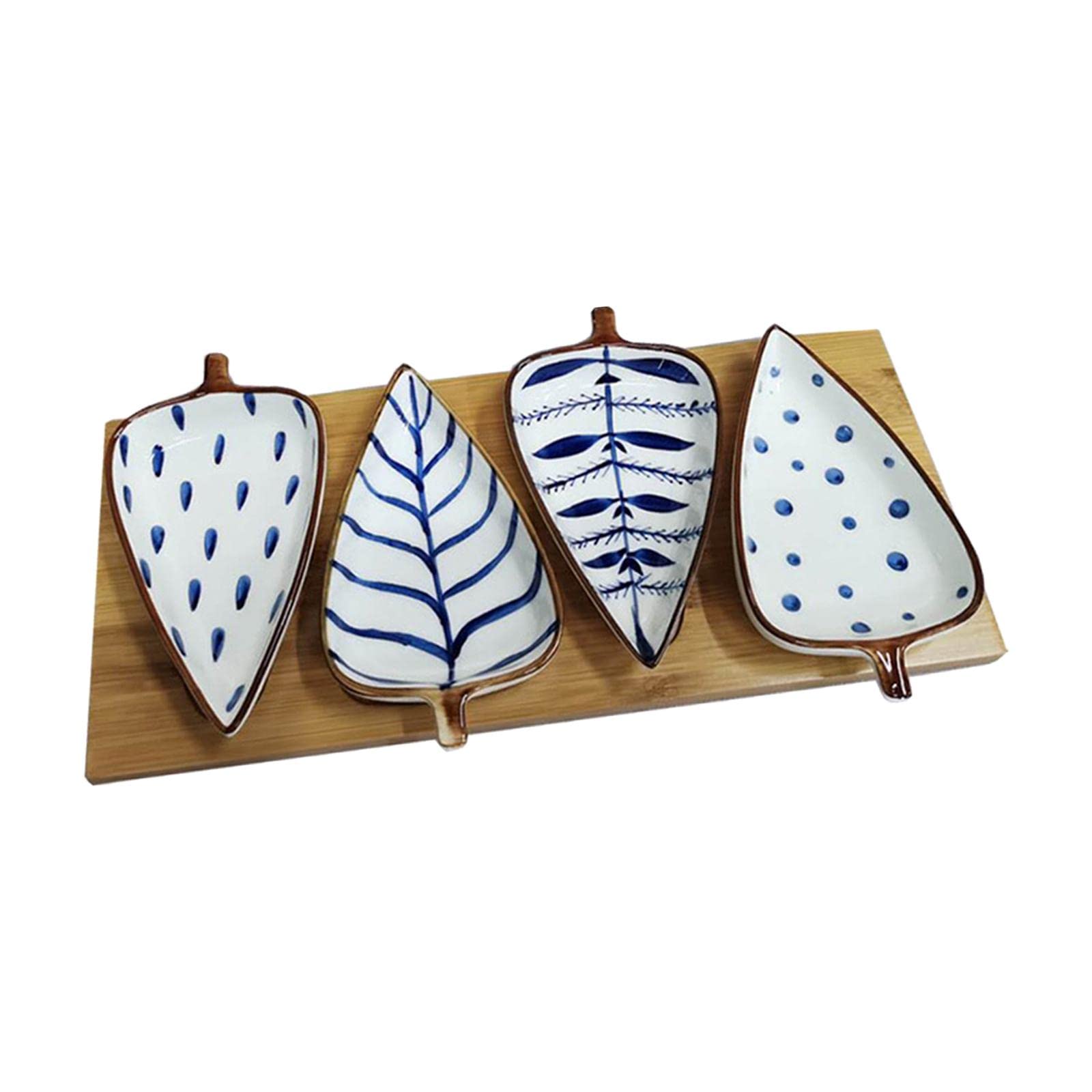 Gazechimp 4-Piece Hand-Painted Underglaze Leaf-Shaped Serving Dishes Set - Elegant Appetizer Plates for Salad, Sauce, Cold Dishes & Fruit Display - Perfect for Dinner Parties, Tea Time & Home Decor