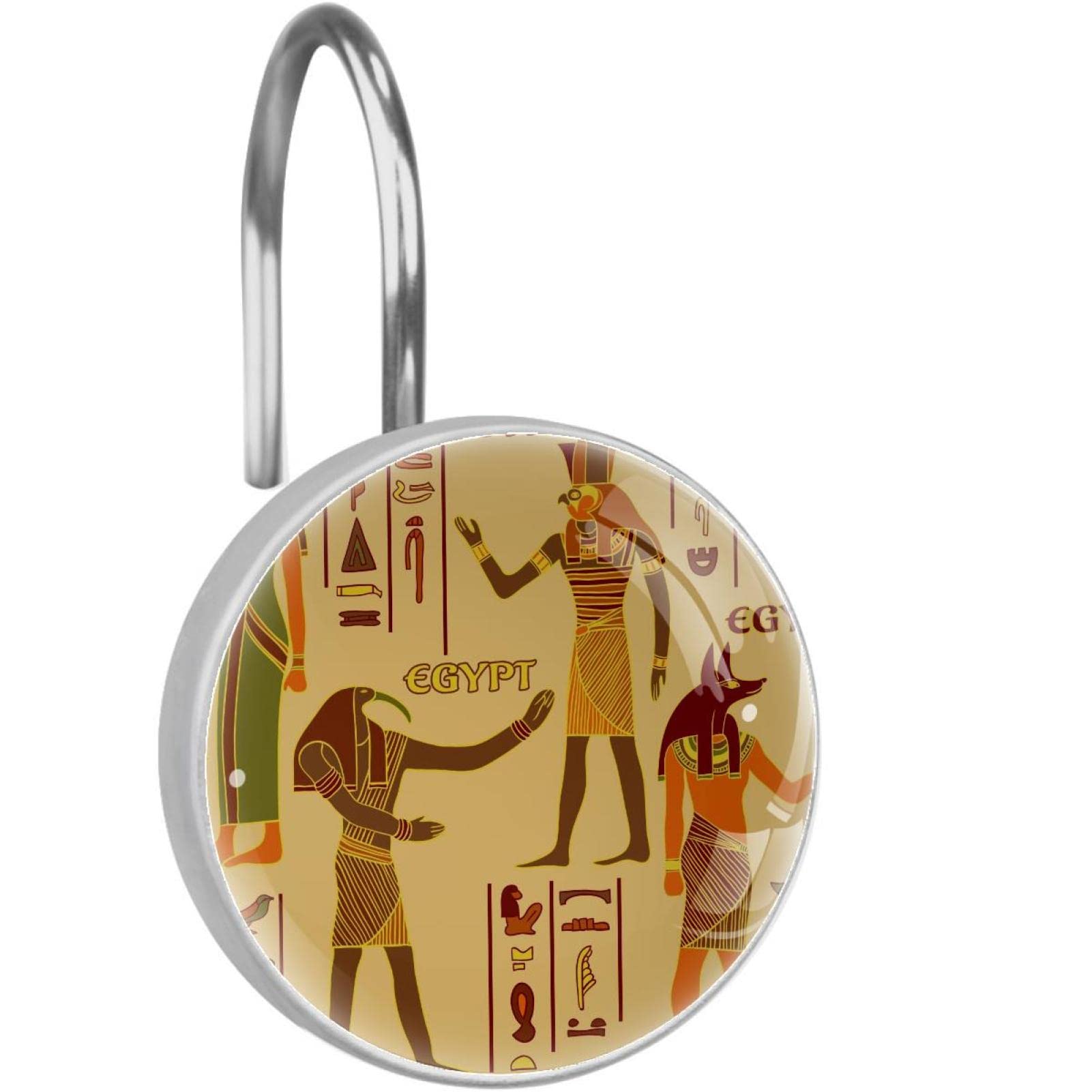 12 Pack Decorative Hooks - Vintage Egyptian Style Wall Hooks for Coats, Towels & Shower Curtains - Perfect for Bathroom, Bedroom and Entryway Organization