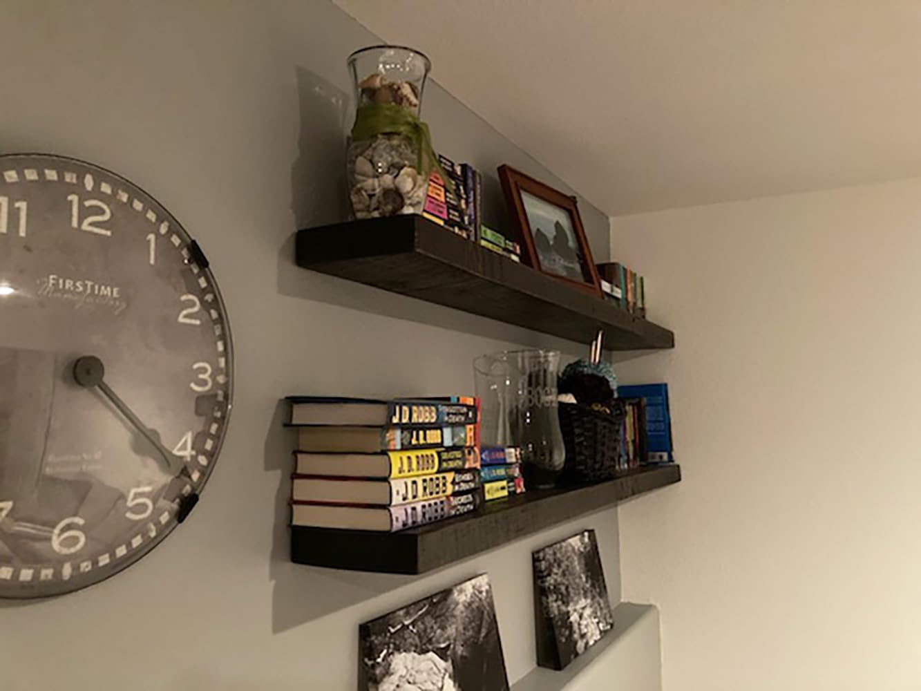 Floating Shelves for Wall - Set of 2 Natural Wood Rustic Bookshelves 36