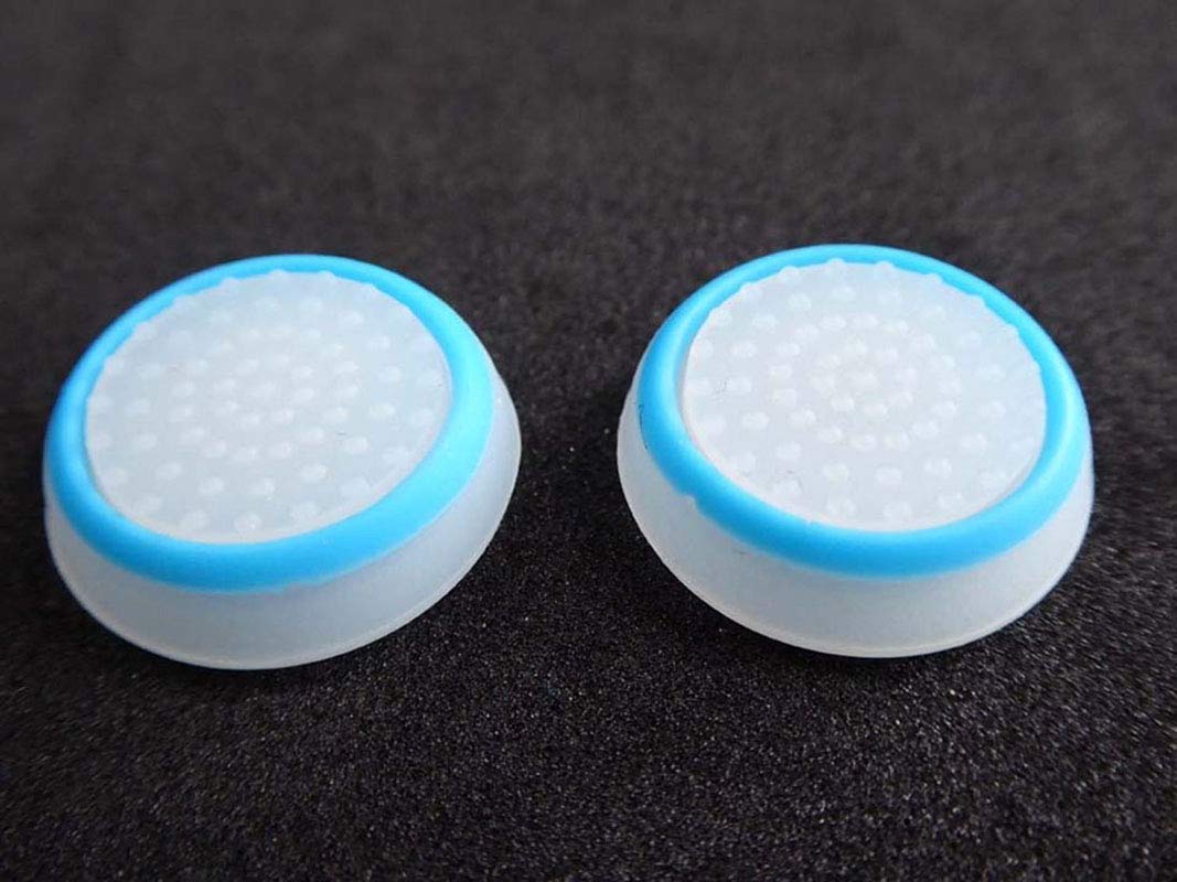 Silicone Thumb Stick Joystick Cap for Nintendo Switch Joy-Con - Analog Grip Cover Case (White-Blue) - Improve Gaming Comfort & Control for Switch Lite/OLED Models - Perfect for Long Gaming Sessions & Enhanced Grip