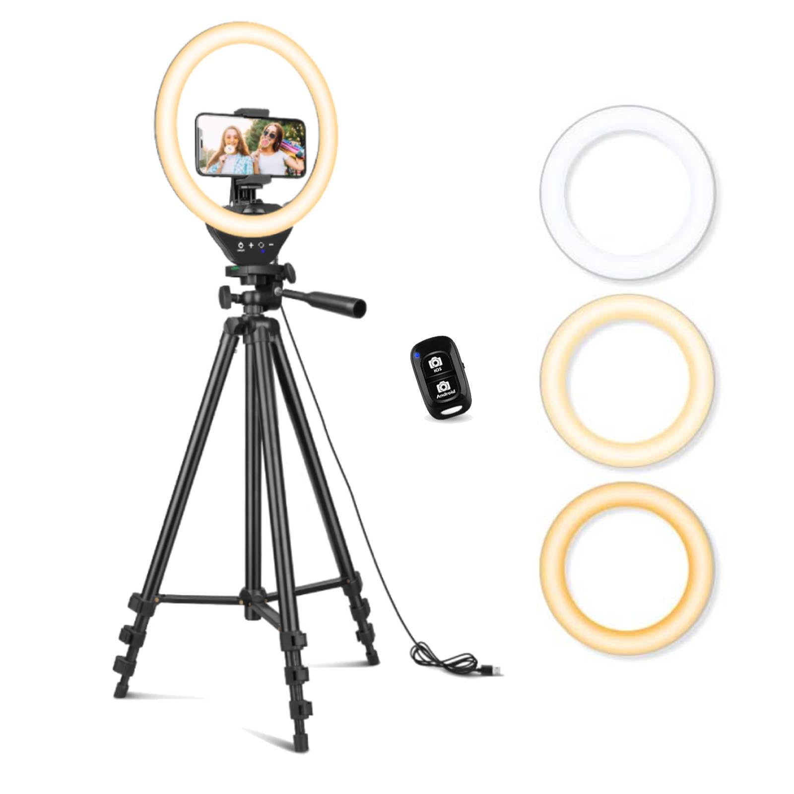 Sensyne 10'' Ring Light with 50'' Extendable Tripod Stand - LED Circle Light with Phone Holder for Live Streaming, Makeup, YouTube Videos & TikTok - Compatible with All Smartphones - Perfect for Home Studio, Beauty Vlogging & Content Creation
