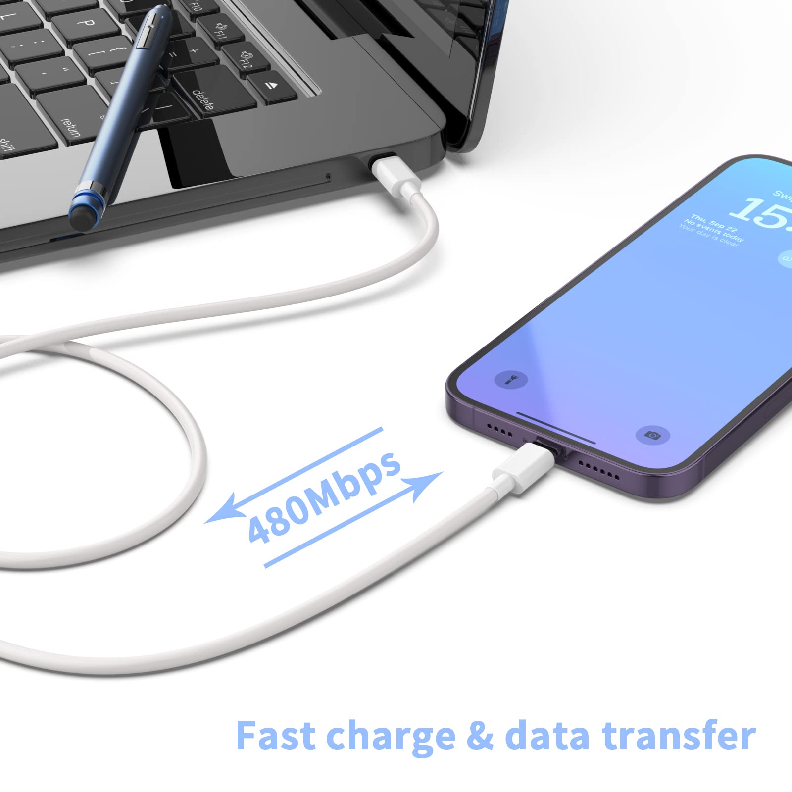 20W USB C Fast Charger 3-Pack with 6FT Type C to Lightning Cables - Compatible with iPhone 14/13/12/11 Series - Quick Charging for Home, Office & Travel