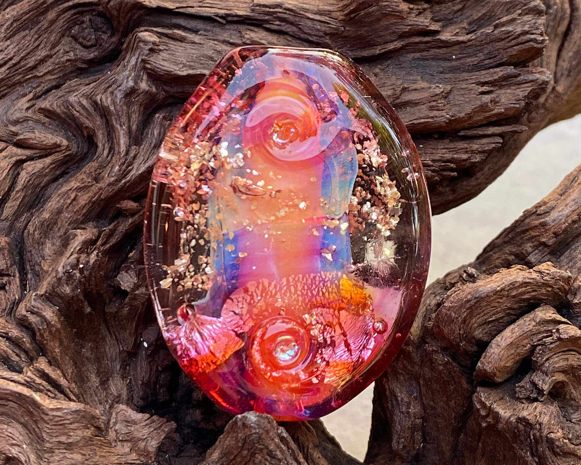 Handmade Coral Pink Lampwork Glass Focal Bead for Jewelry Making - Perfect for Necklaces, Bracelets, and DIY Craft Projects