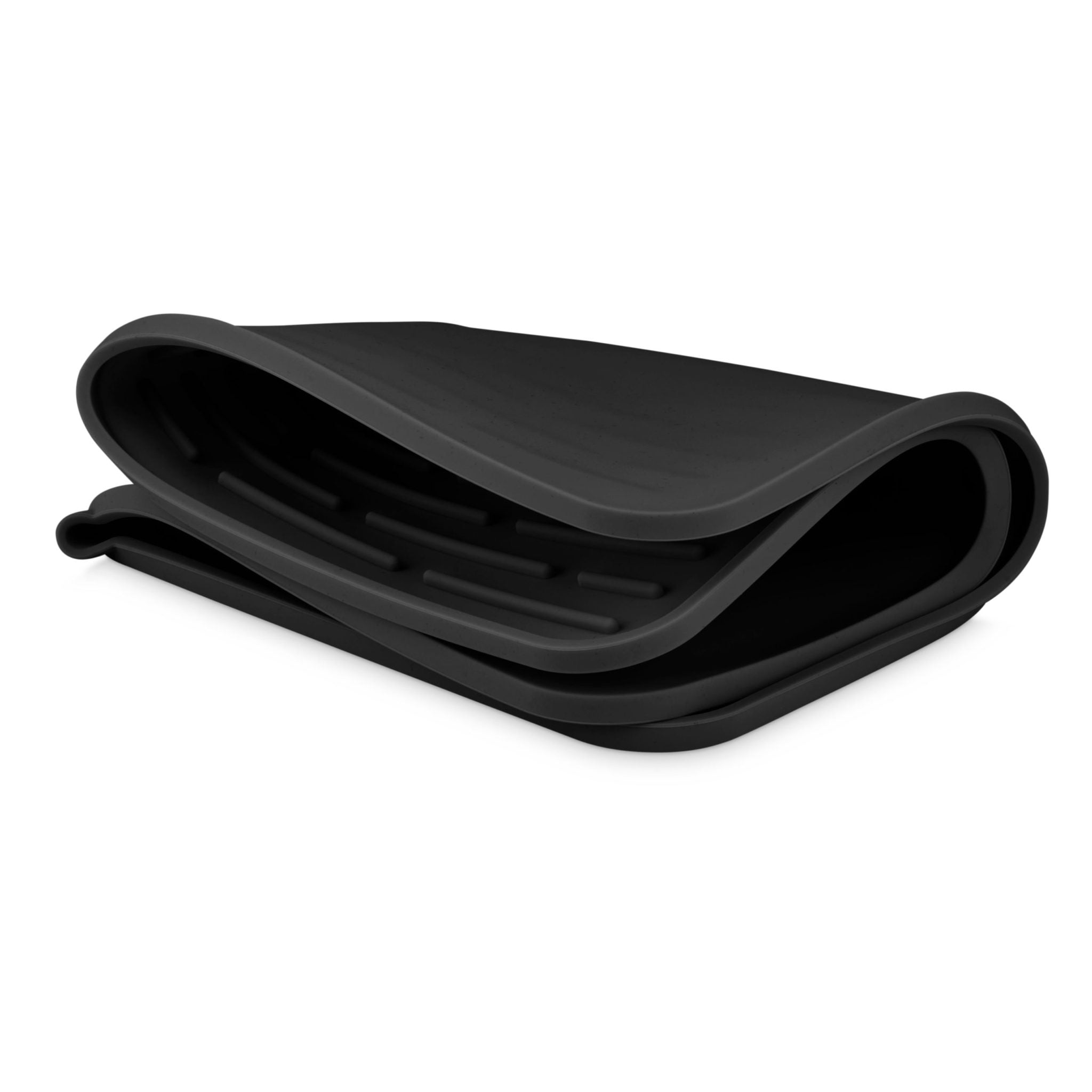 DESIGNSTUFF Large Folding Silicone Drying Mat with Drainage Hole - Black | Non-Slip Dish Drying Rack for Kitchen Counter, Sink & Travel | Perfect for Drying Dishes, Fruits & Vegetables