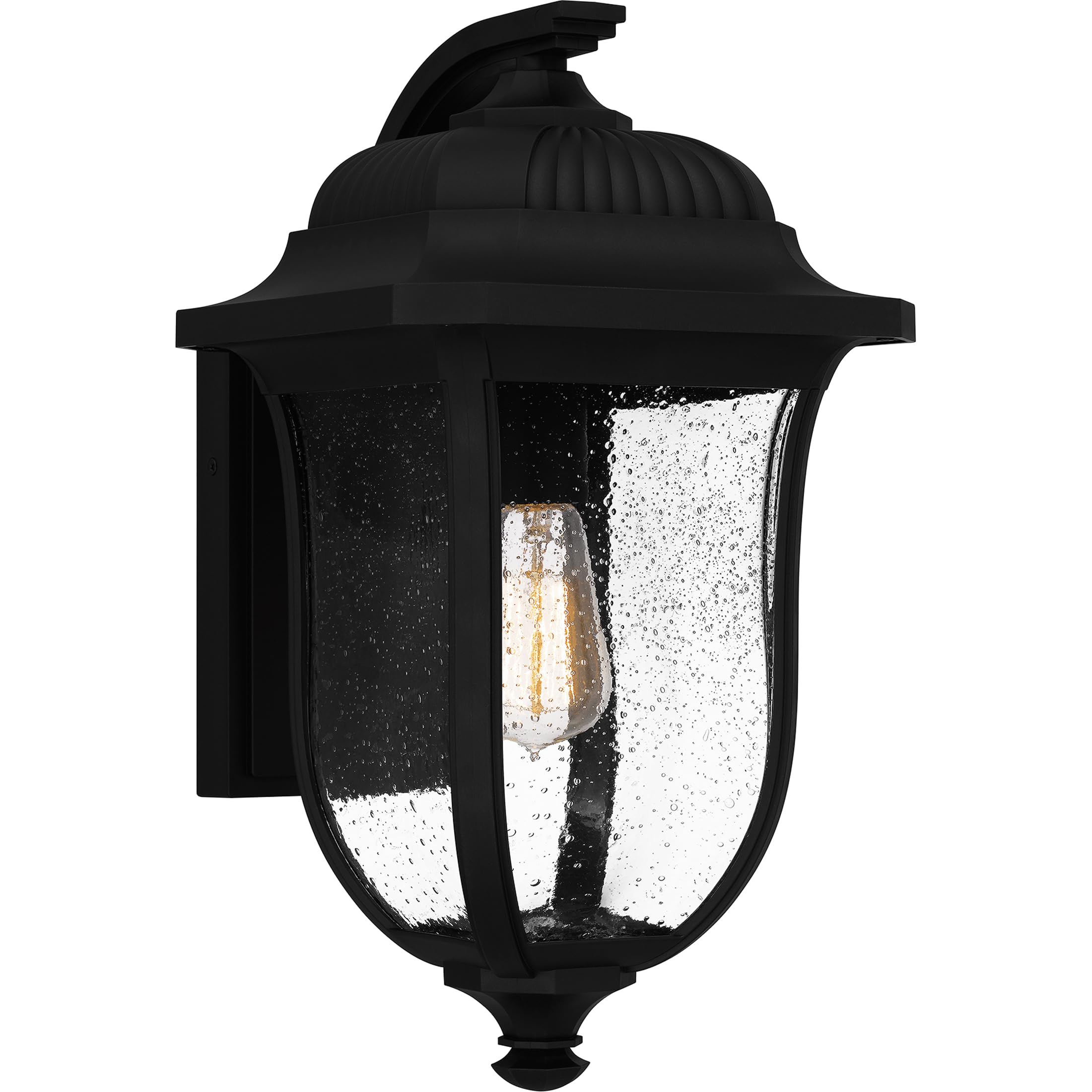 Quoizel Mulberry 1-Light Matte Black Outdoor Wall Lantern - Weatherproof Exterior Lighting for Porch, Patio, and Garden Decor