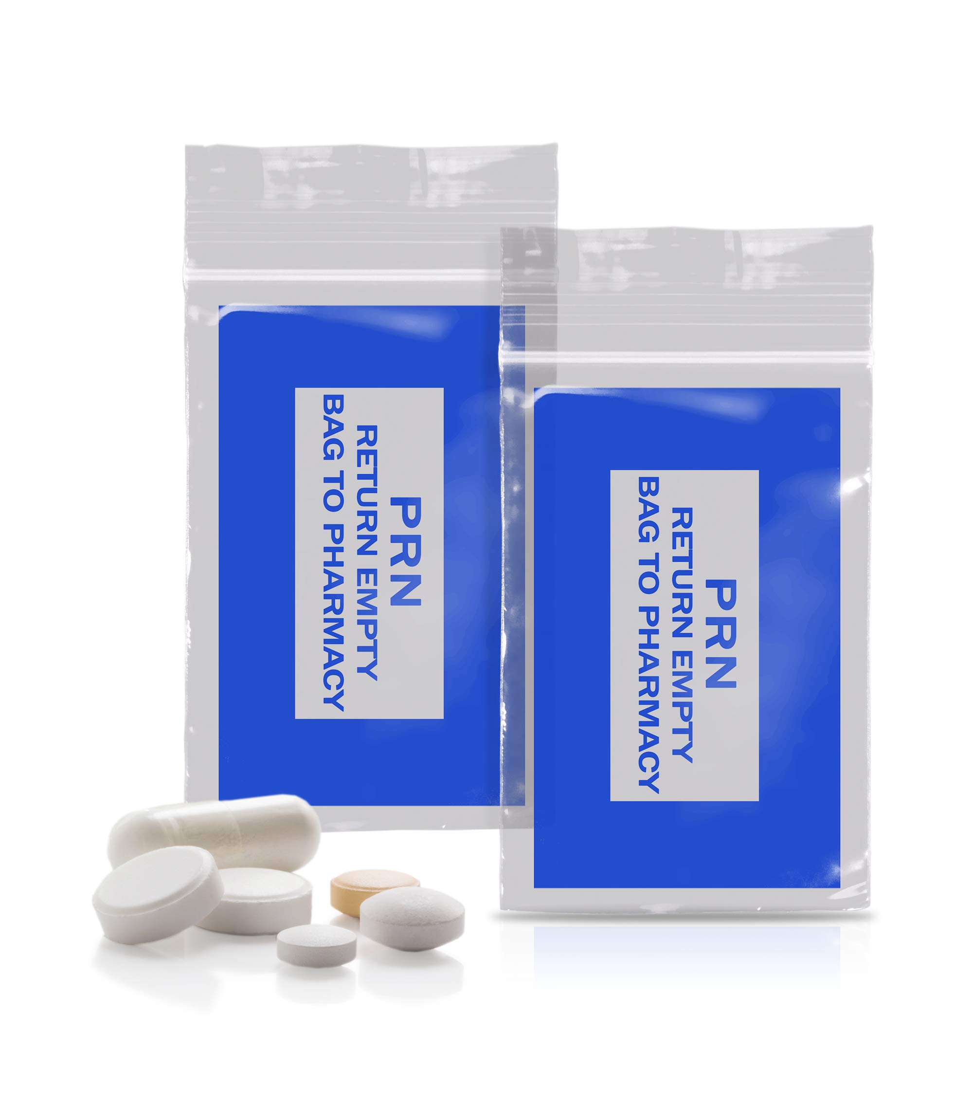 1000 Pack Blue PRN Bags 2x3 Inches - 2 Mil Thick Clear Zipper Printed Polyethylene Bags with Secure Seal Closure | Medical Supplies for Pharmacy, Infirmary, Hospital & First Aid Kits | Ideal for Medication Storage, Organizing Small Items & Travel Essentials
