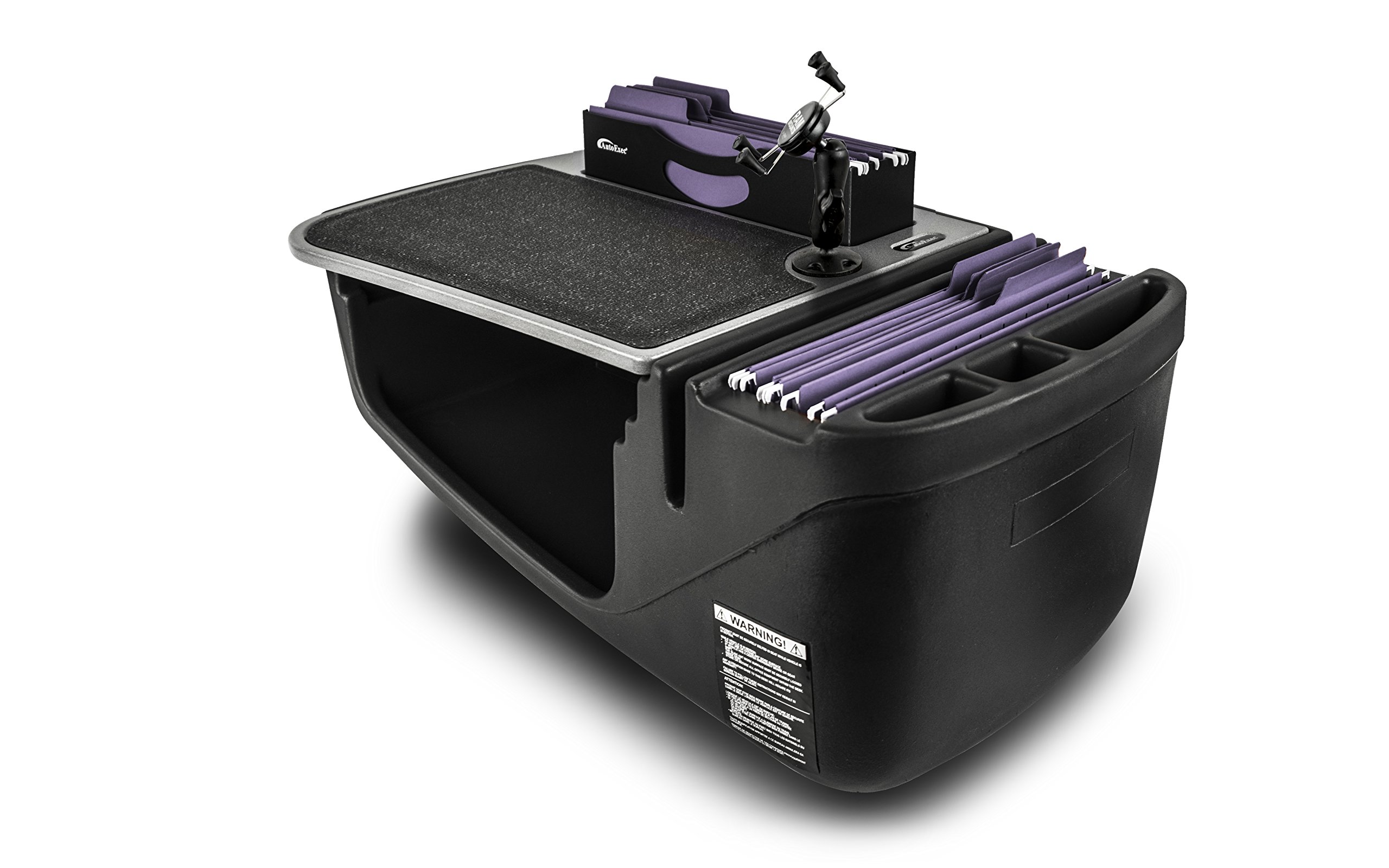 AutoExec AUE20003 Efficiency FileMaster Car Desk - Grey Finish with Phone Mount & Storage Organizer for Office, Commuting & Road Trips