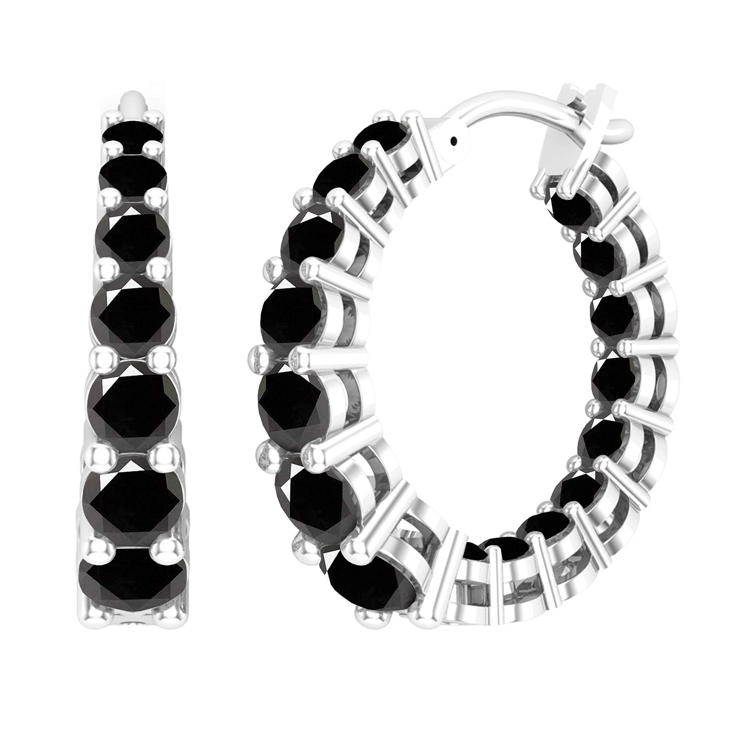 Dazzlingrock Collection 10K Gold Round Gemstone Hoop Earrings for Women - Elegant Huggie Earrings for Everyday Wear & Special Occasions