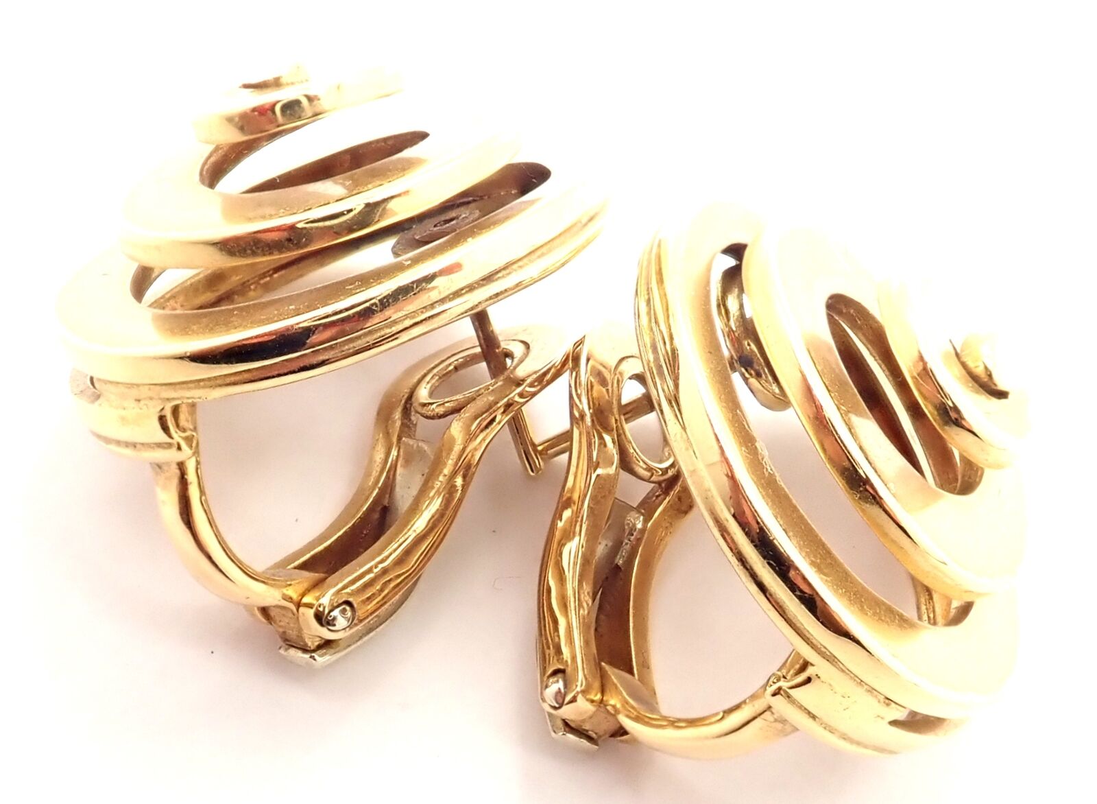 Authentic Vintage BULGARI BULGARI 18k Yellow Gold Swirl Earrings - Luxury Italian Jewelry for Women, Perfect for Weddings & Special Occasions