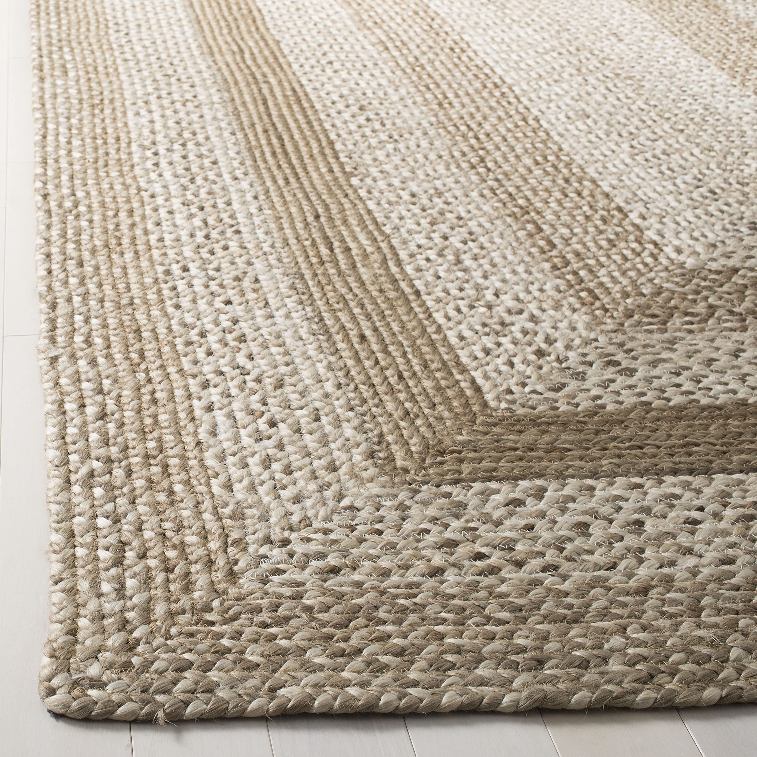 Safavieh Handmade Jute Area Rug 6'x6' Square Farmhouse Country Style in Grey & Ivory - Perfect for Living Room, Bedroom, or Dining Room Decor