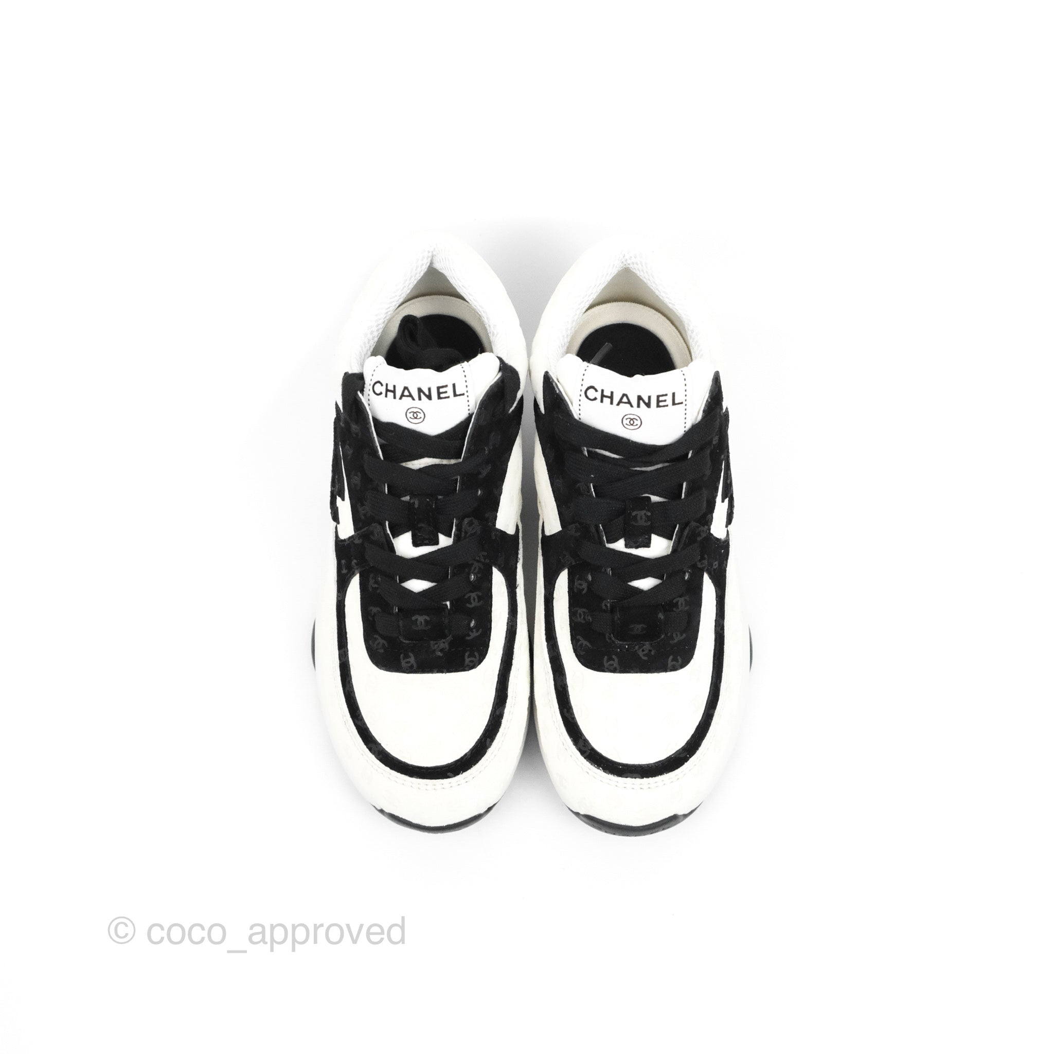 Chanel CC Logo Black & White Sneakers for Women - Size 35 | Fashionable Casual Shoes for Everyday Wear, Office & Weekend Outings