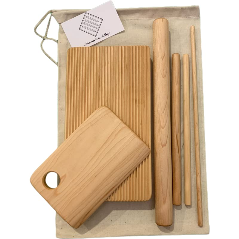 6-Piece Pasta Board Set for Macaroni, Trofie, Gnocchi & Garganelli | Premium Wooden Pasta Making Kit for Italian Cooking & Homemade Pasta Lovers